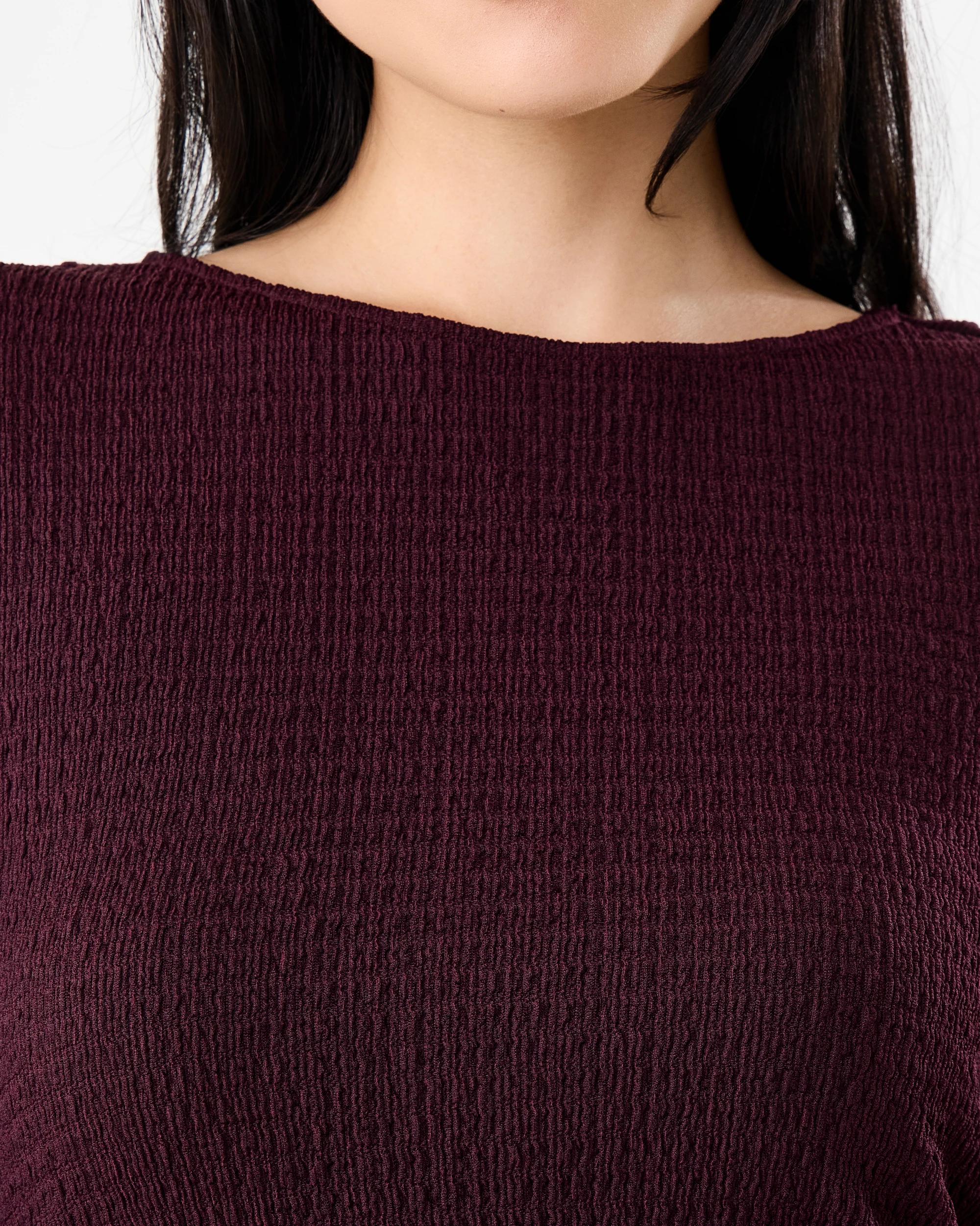 5 Long Sleeve Crinkle Ruched Midi Dress Red Royale, 5 of 8