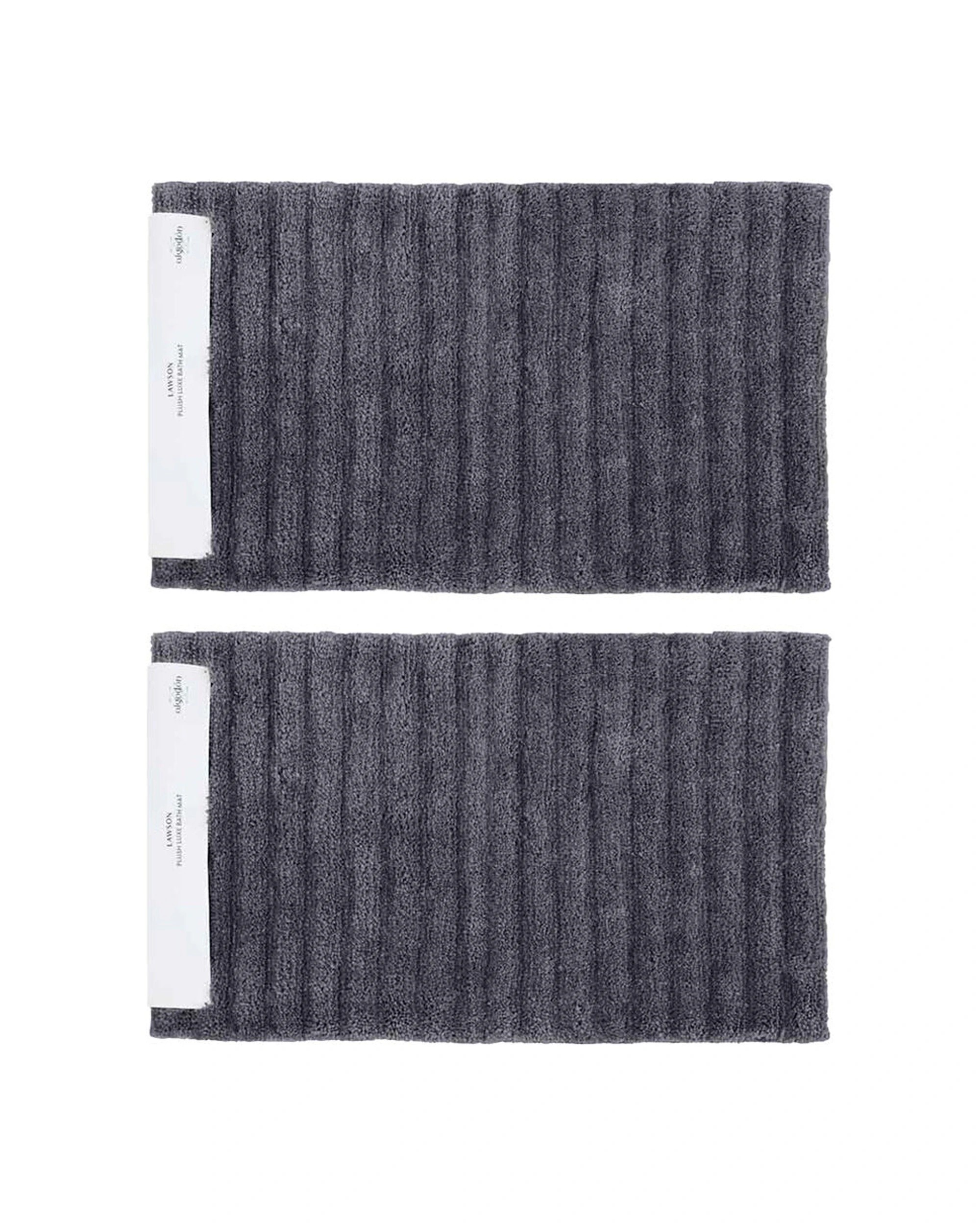 1 Algodon 2PK Lawson Plush Bath Runner Non-Slip Mat 50x100cm - Grey, 1 of 4