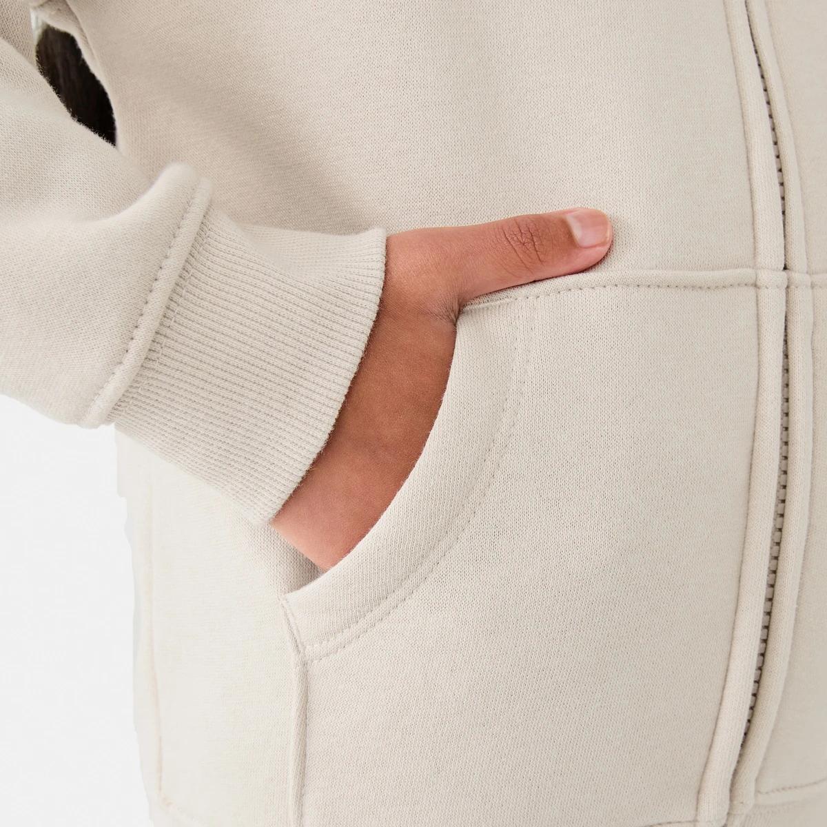 6 Zip Through Hoodie Crm Beige, 6 of 10