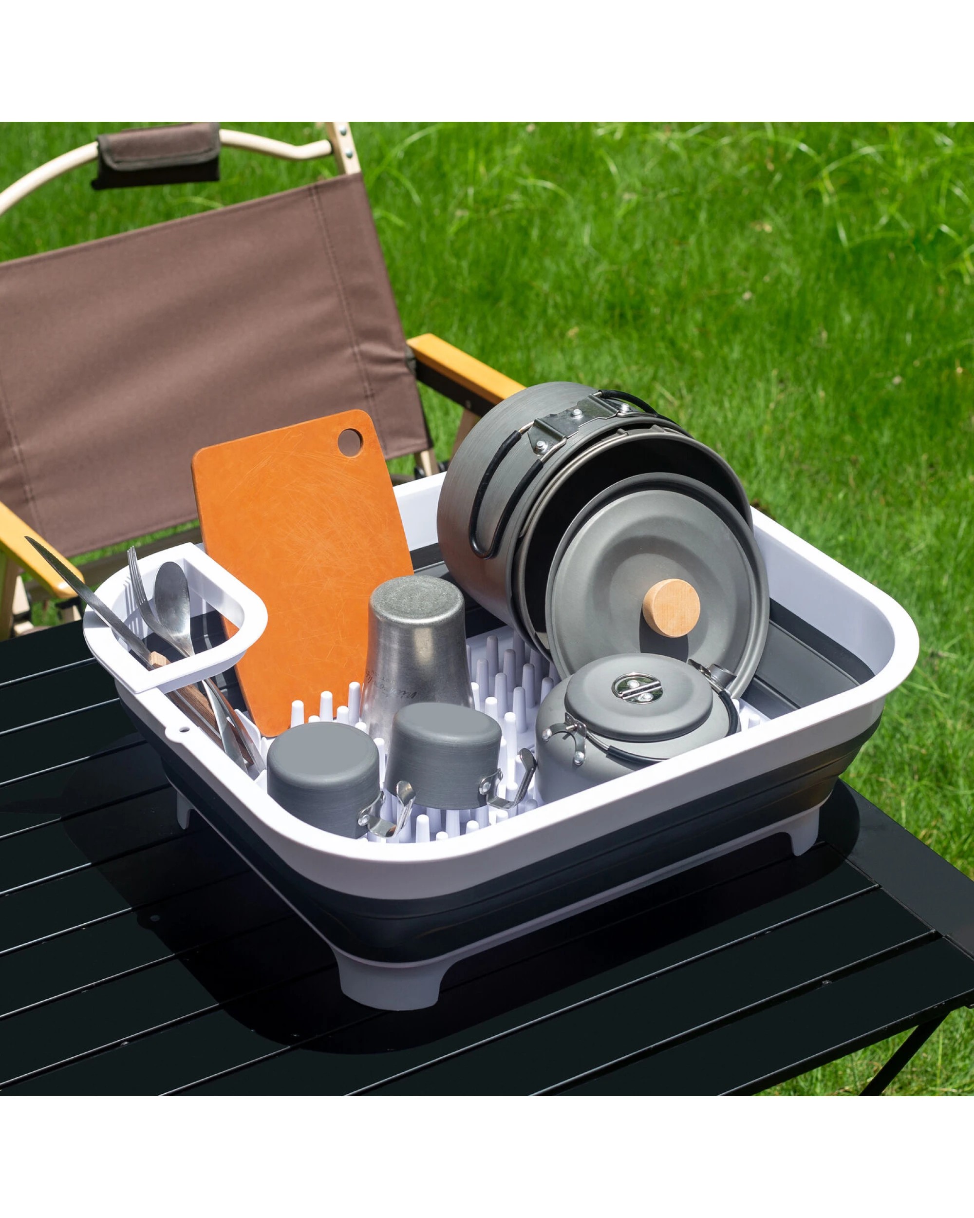 8 Hacienda Collapsible Dish Rack with Utensil Section Space-Saving Drying Rack for Compact Kitchens & Camping, 8 of 9