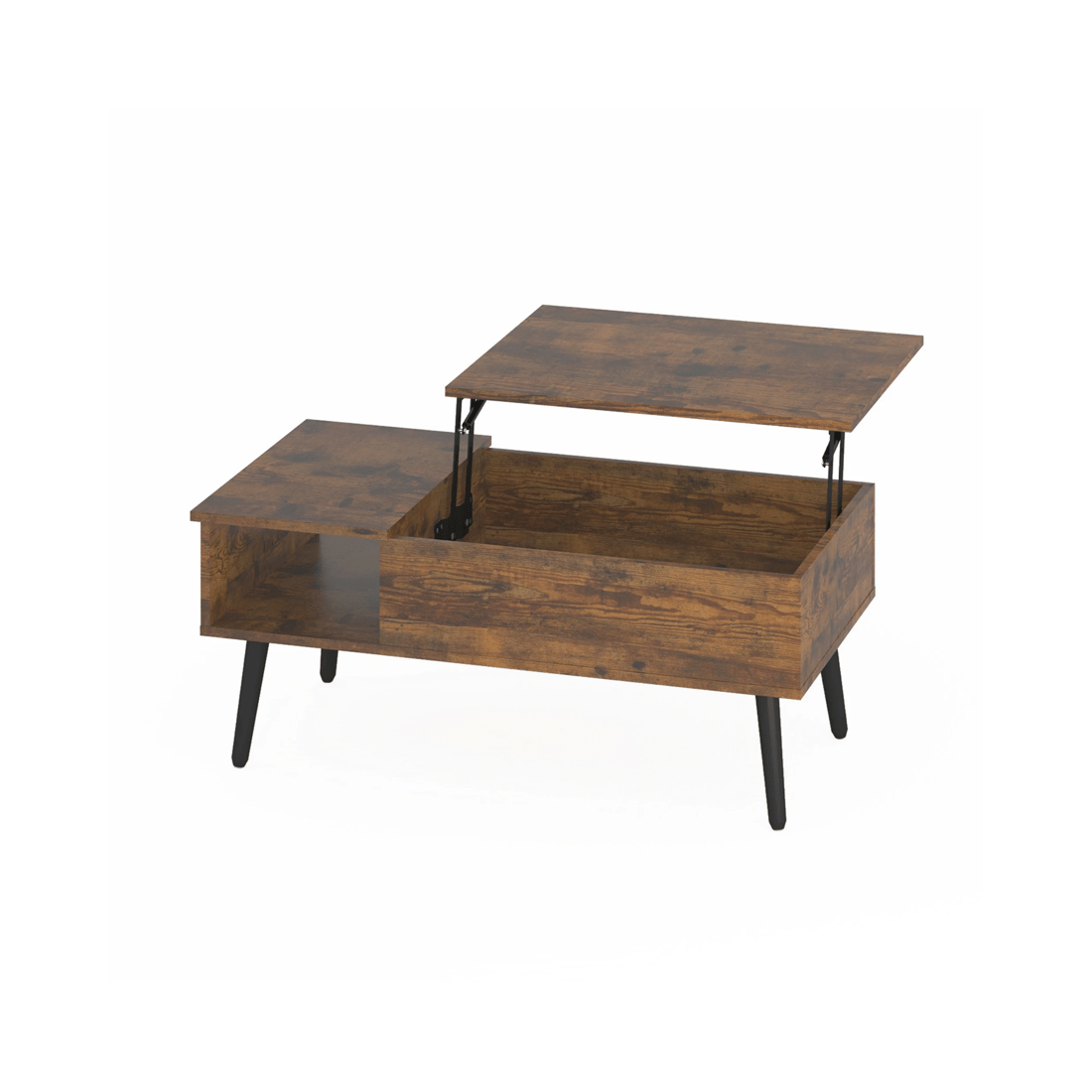 1 Advwin Lift Up Top Coffee Table Side Table w/ Hidden Storage & Shelf Walnut, 1 of 7