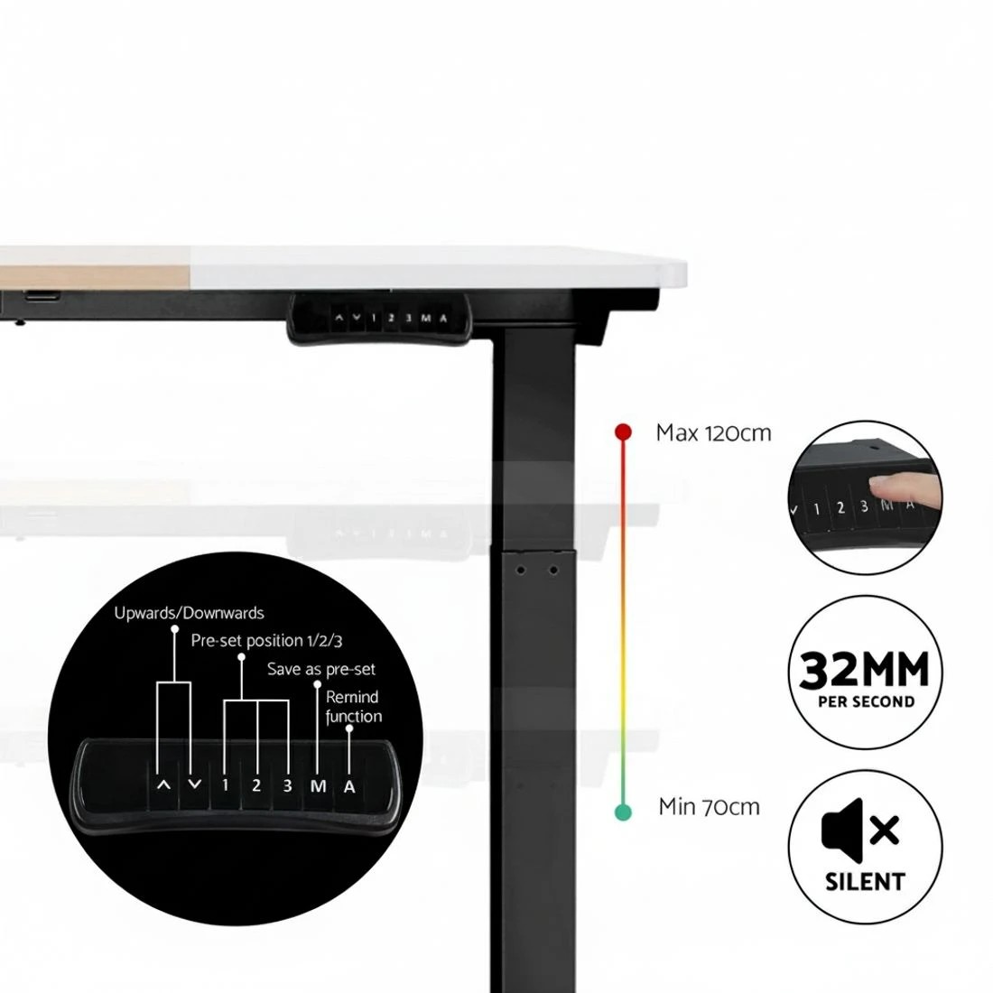 5 Artiss Standing Desk Motorised Electric Dual Motor 120CM - Multi, 5 of 6