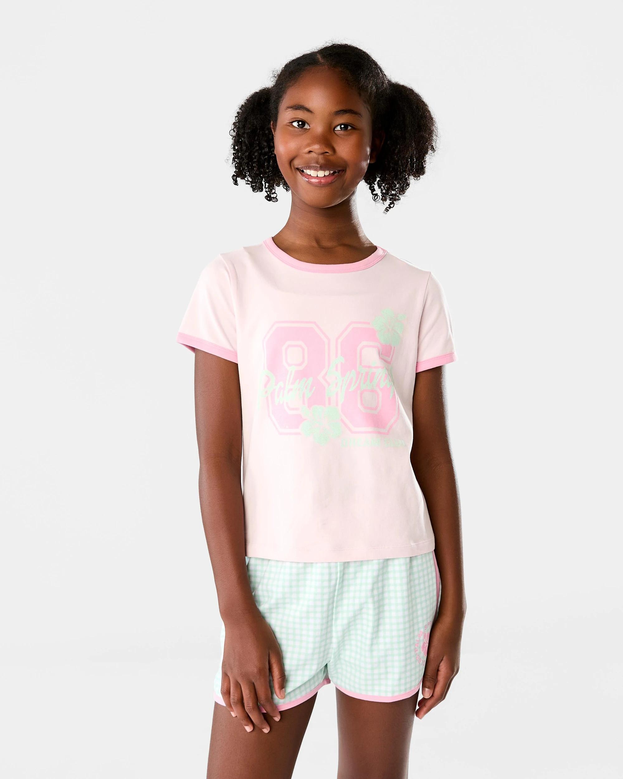1 Short Sleeve Lounge Pyjama Set Pnk Palm, 1 of 10