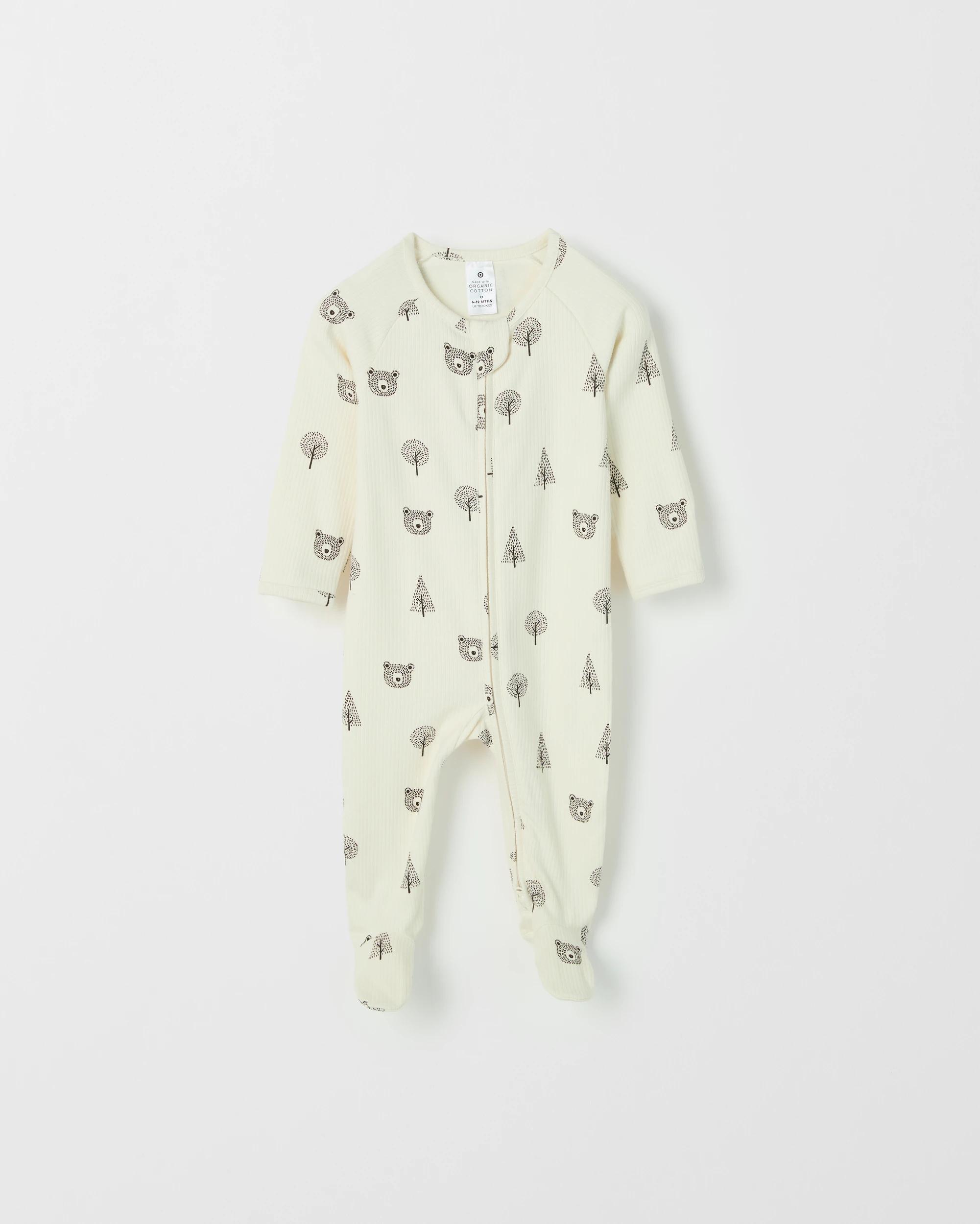 1 Target Baby Organic Cotton Print Zip Coverall BEARS GARDENIA, 1 of 2