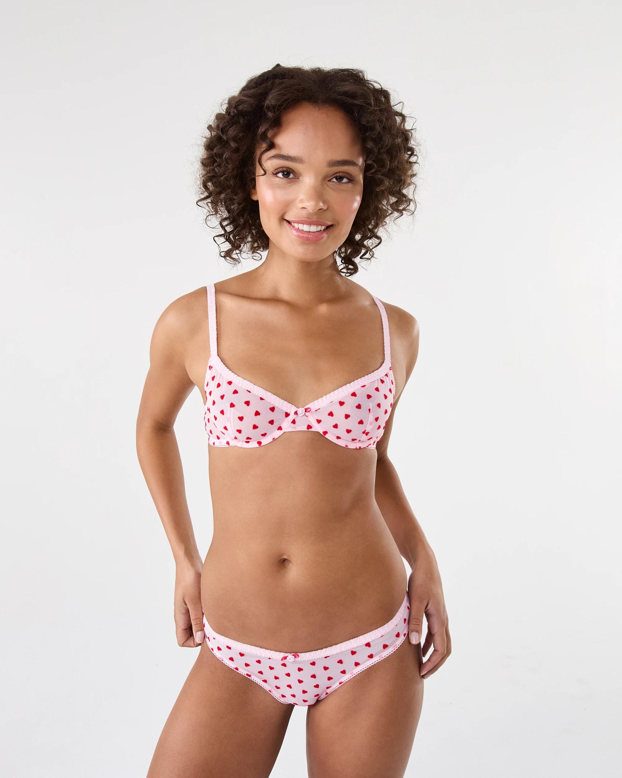 1 Co-ordinated Mesh Cheeky Bikini Briefs Hearts, 1 of 5
