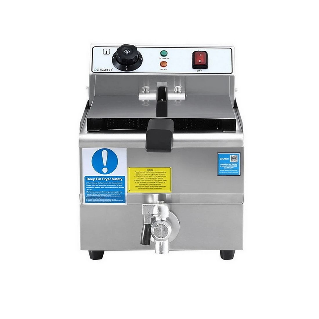3 Devanti 3000W Electric Deep Fryer 10L Stainless Steel Fryer w/ Basket & Lid - Silver, 3 of 7