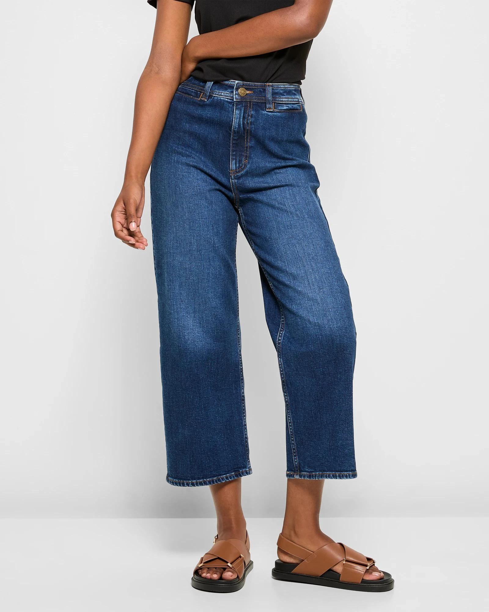 2 Target Petites Petites Crop Length Wide Leg Denim Jeans - Kelsey NIAGRA BLUE, 2 of 5