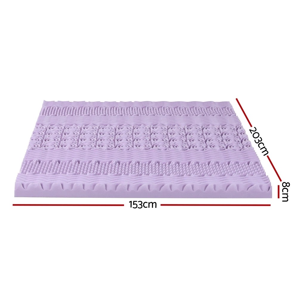 2 Giselle 8cm Memory Foam Mattress Topper Lavender Infused Bamboo Cover 7-Zone - Queen Bed - Purple, 2 of 9