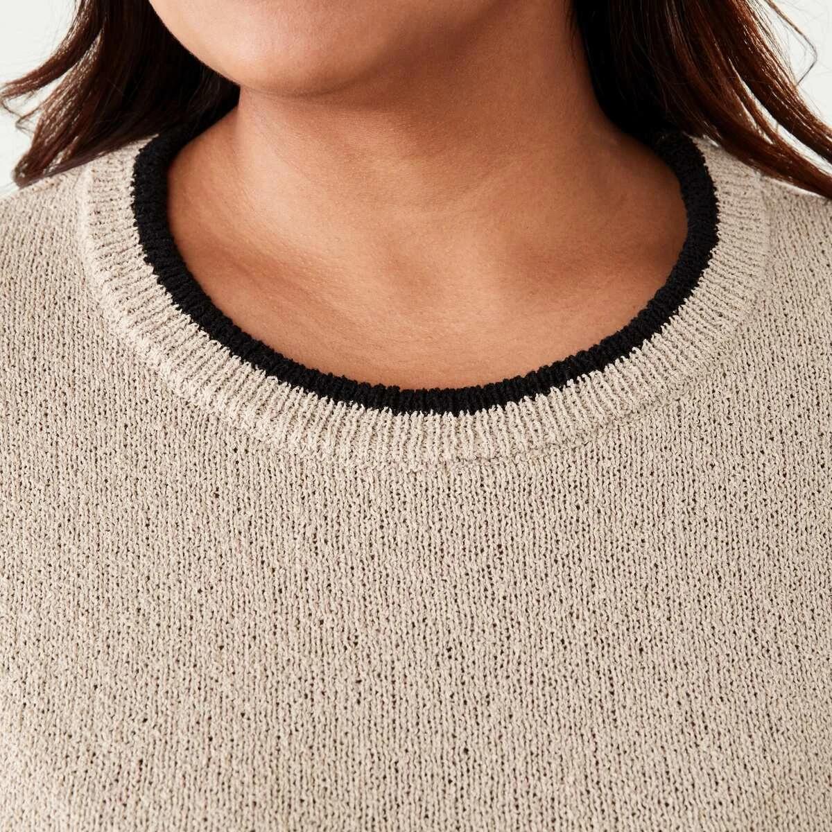 5 Curve Contrast Tipping Jumper Bone Beige, 5 of 6