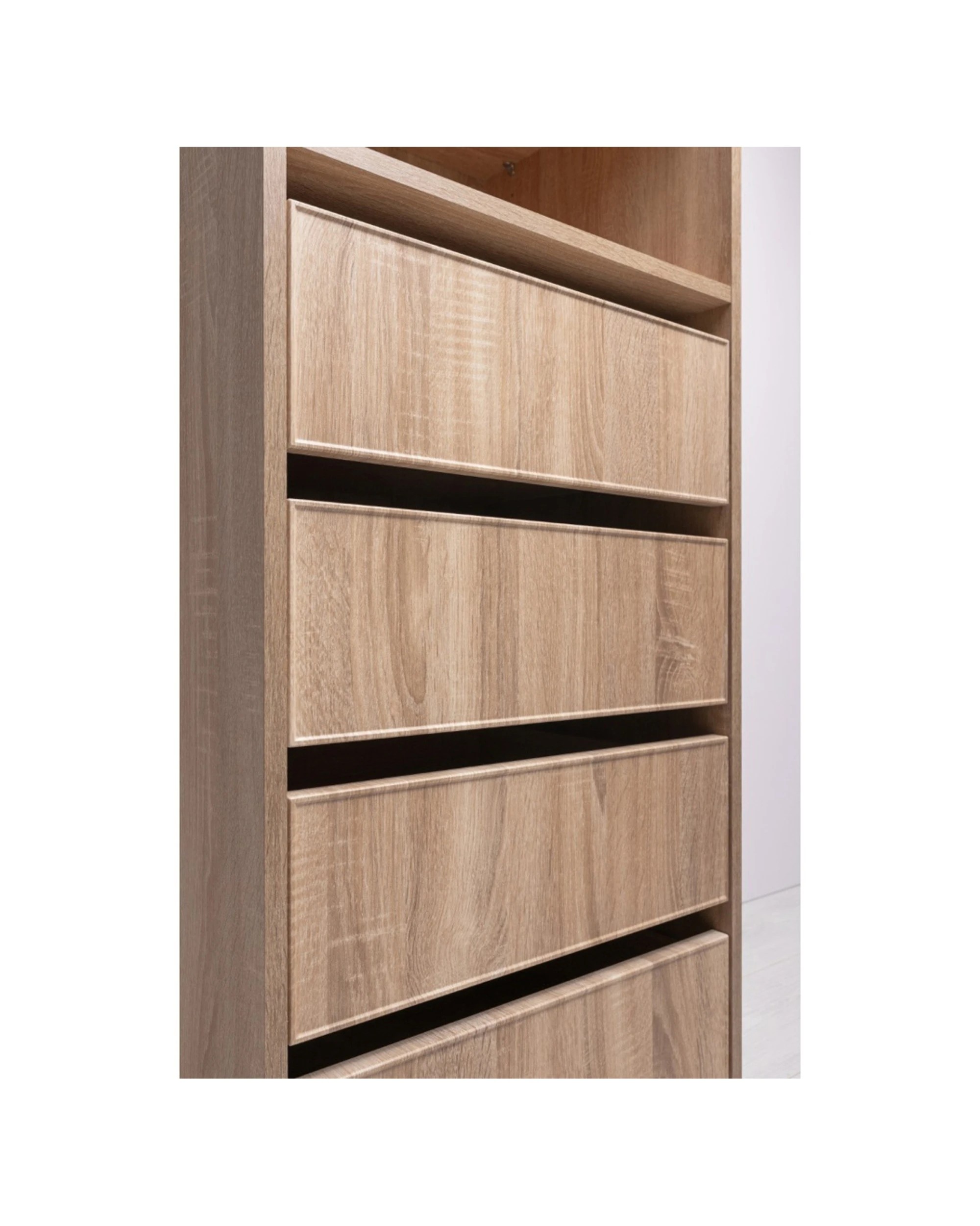 4 European Cabinetry Geneva Built In Wardrobe 4 Drawer 3 Shelf Module Slim Shaker Oak, 4 of 6