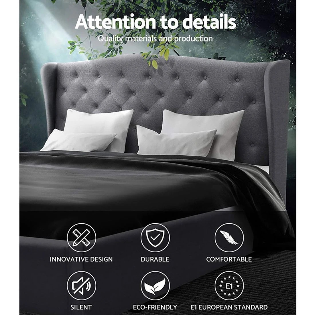 4 Artiss Bed Frame Queen Size  PIER - Grey, 4 of 9