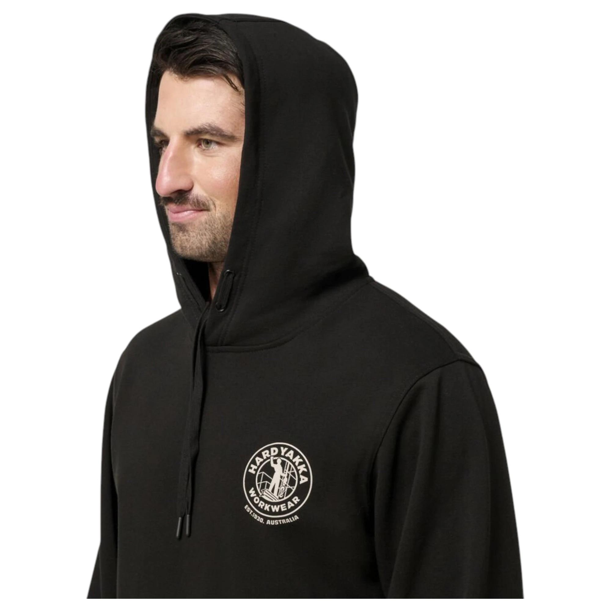 4 Hard Yakka Mens Heritage Hoodie BLACK, 4 of 7