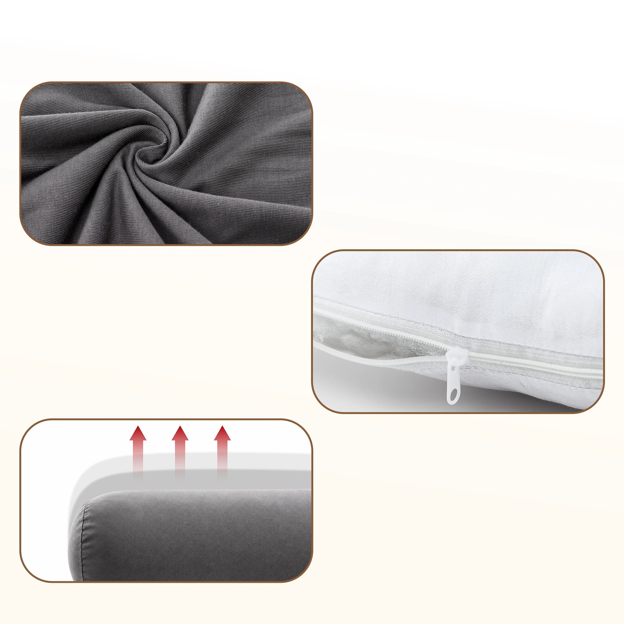 7 Giselle Bedding Maternity Pillow for Side Sleeping Cotton L-Shaped - Grey, 7 of 9