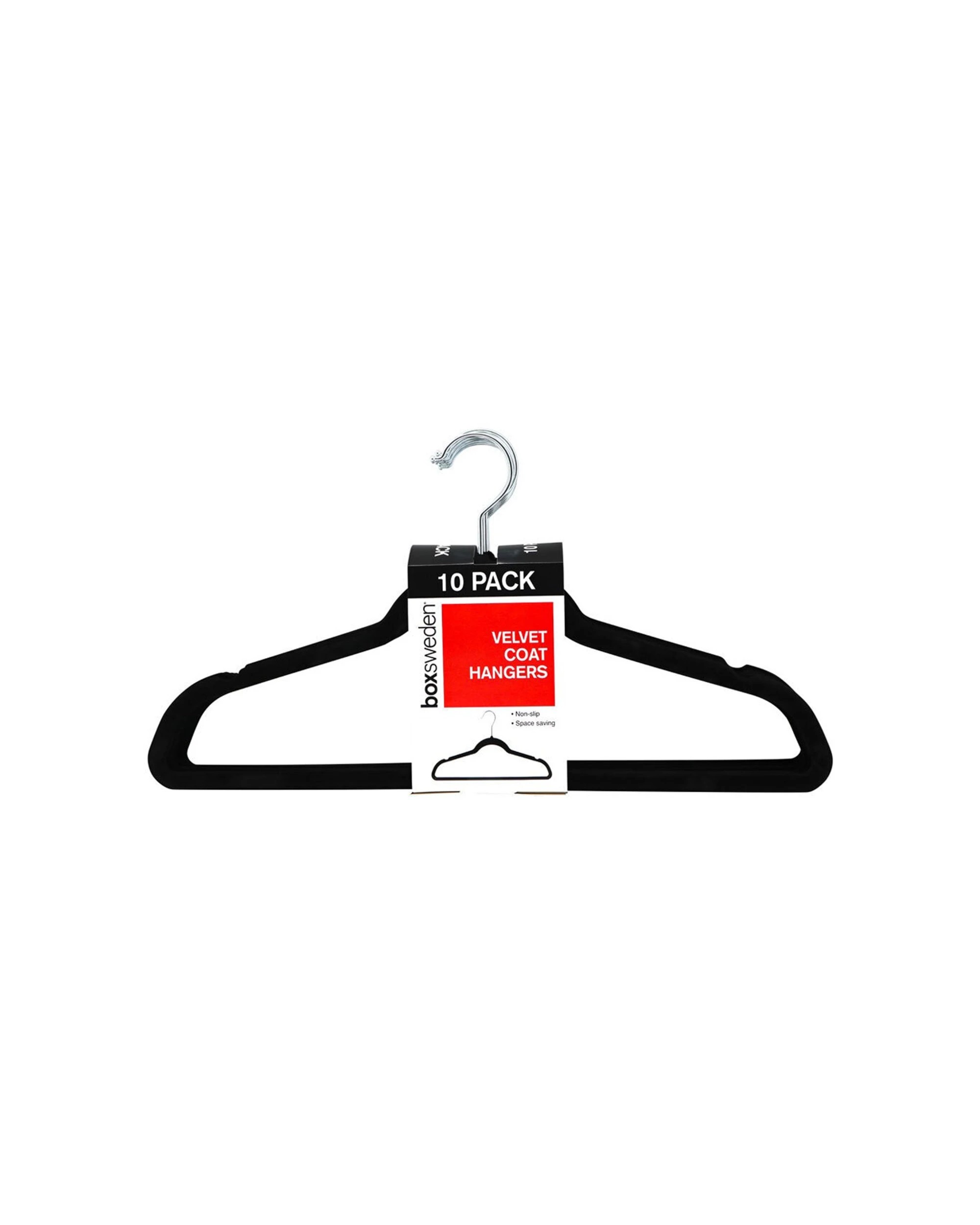 1 10pk Boxsweden Velvet Hanger/wardrobe/storage Organiser For Clothes/shirt Black
 - Black, 1 of 2