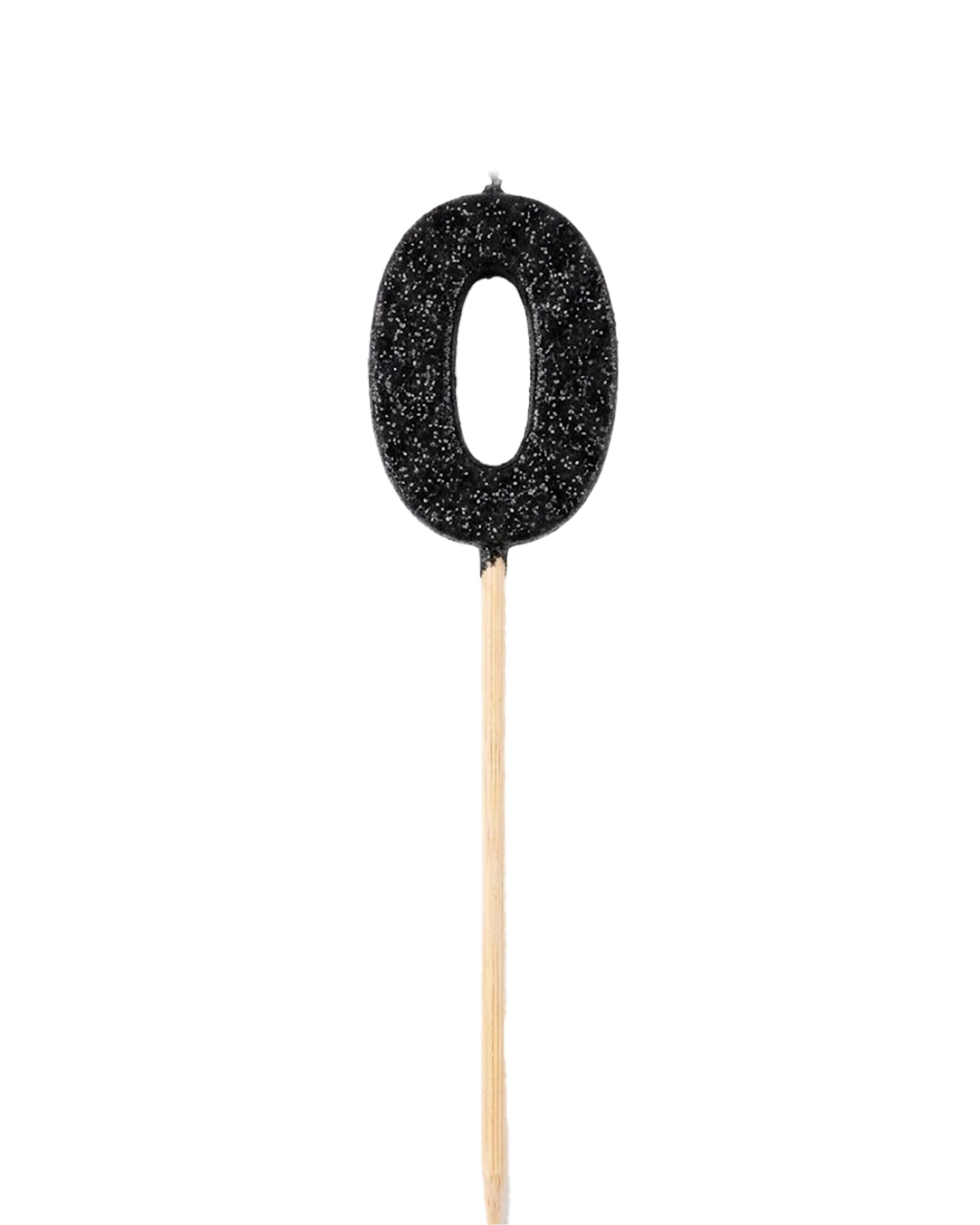 1 Alpen Candle Long Stick Glitter Birthday Cake Decoration Number 0 - Black, 1 of 1