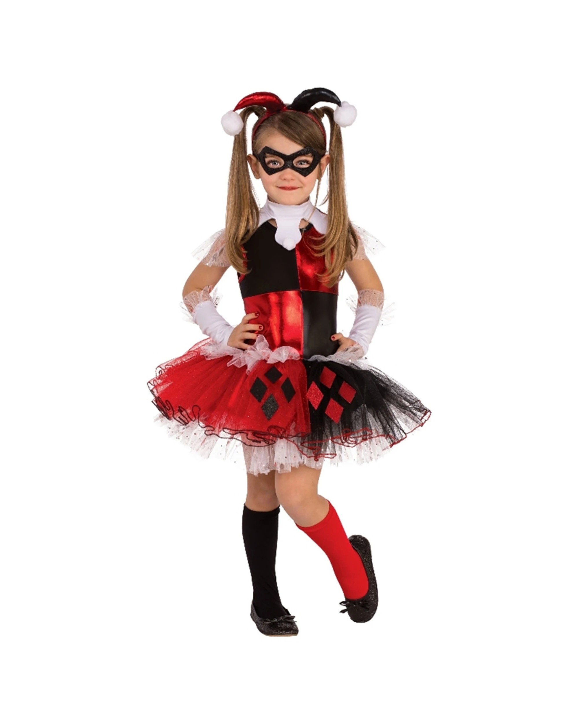 2 Dc Comics Harley Quinn Deluxe Costume Kids Dress Up Party Cosplay Outfit Size M - Red, 2 of 4