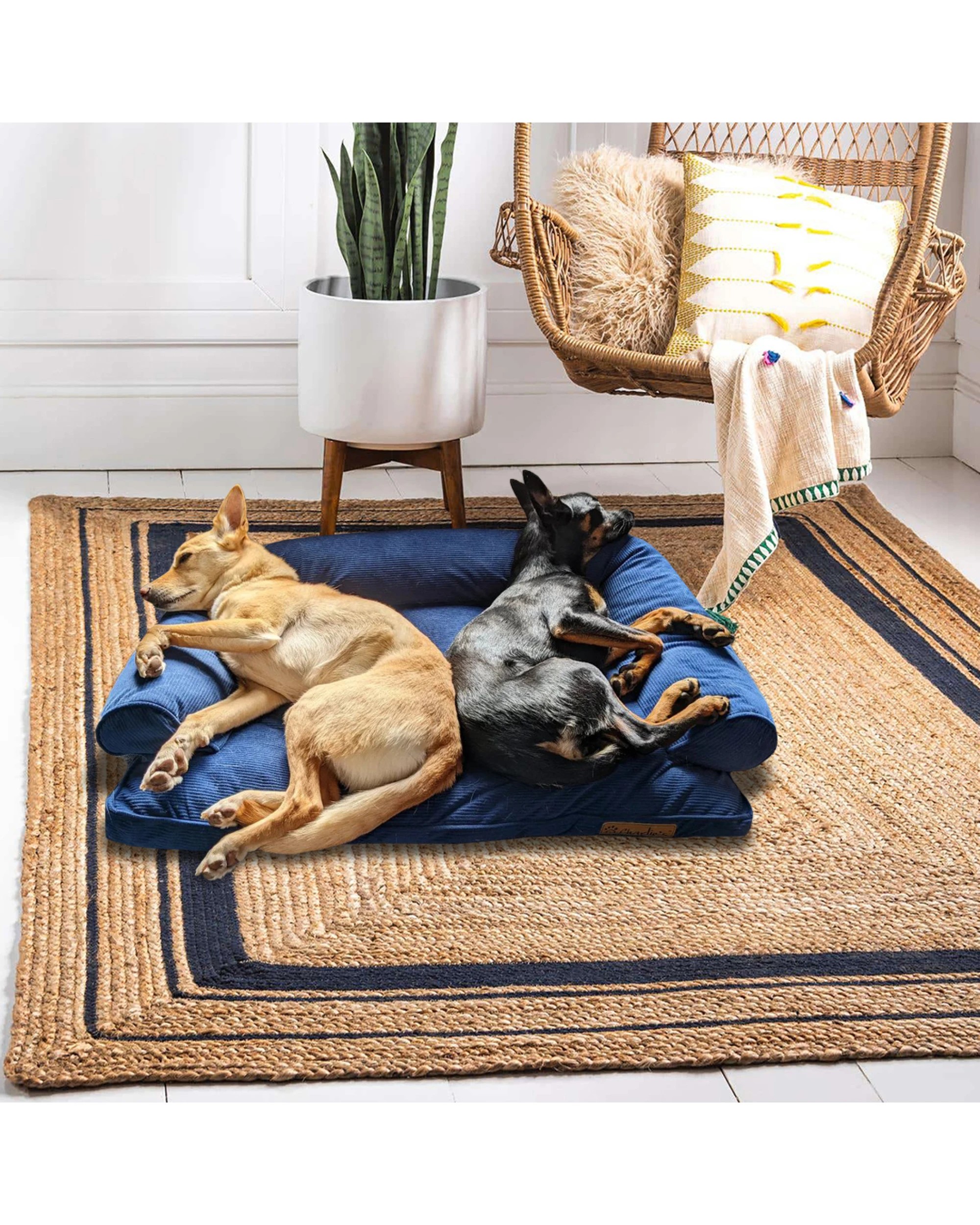 3 Charlie's Corduroy Dog Sofa Bed Medium - Navy, 3 of 7