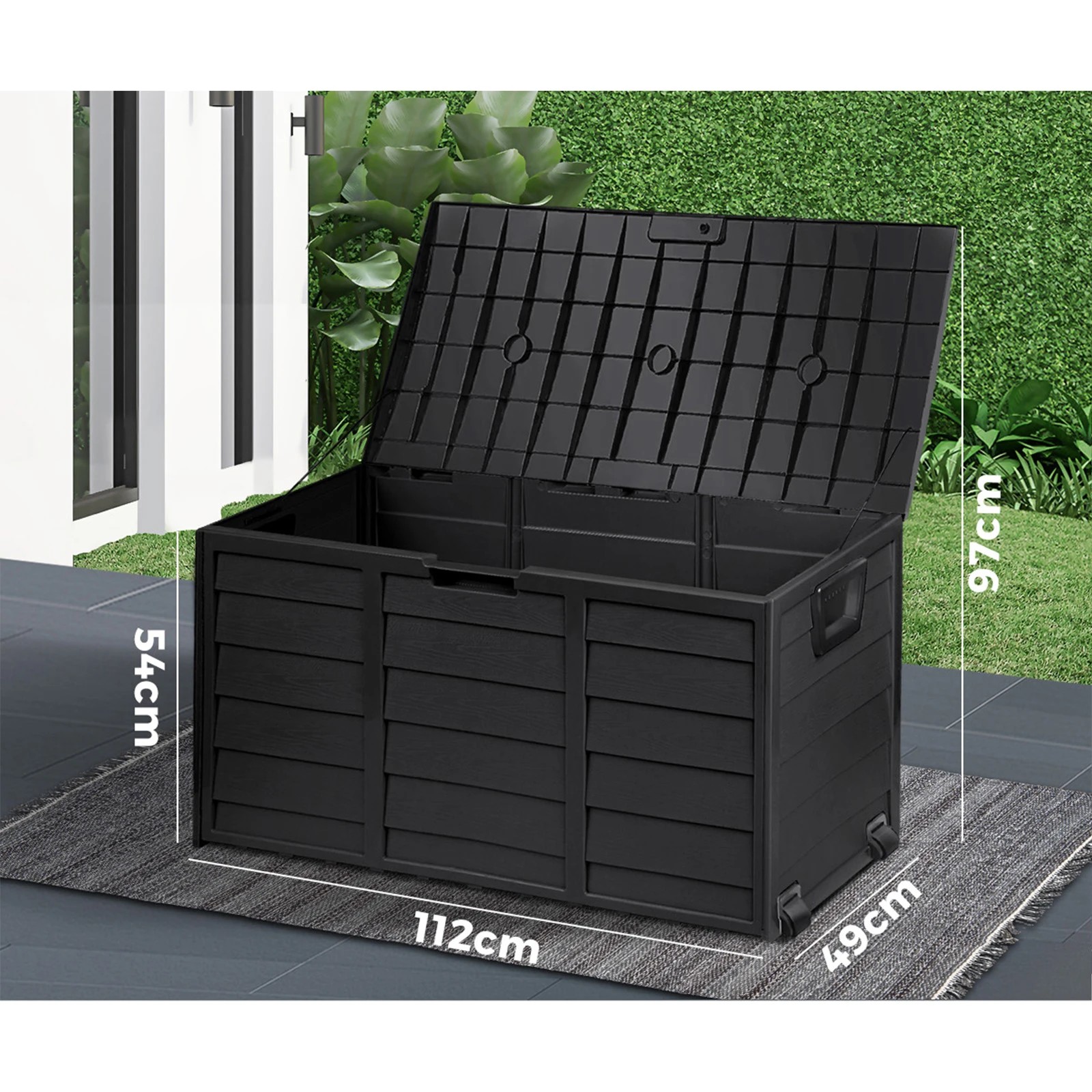 2 Livsip Outdoor Storage Box 290L Container Garden Chest Deck Tool Toy Lockable - Black, 2 of 9