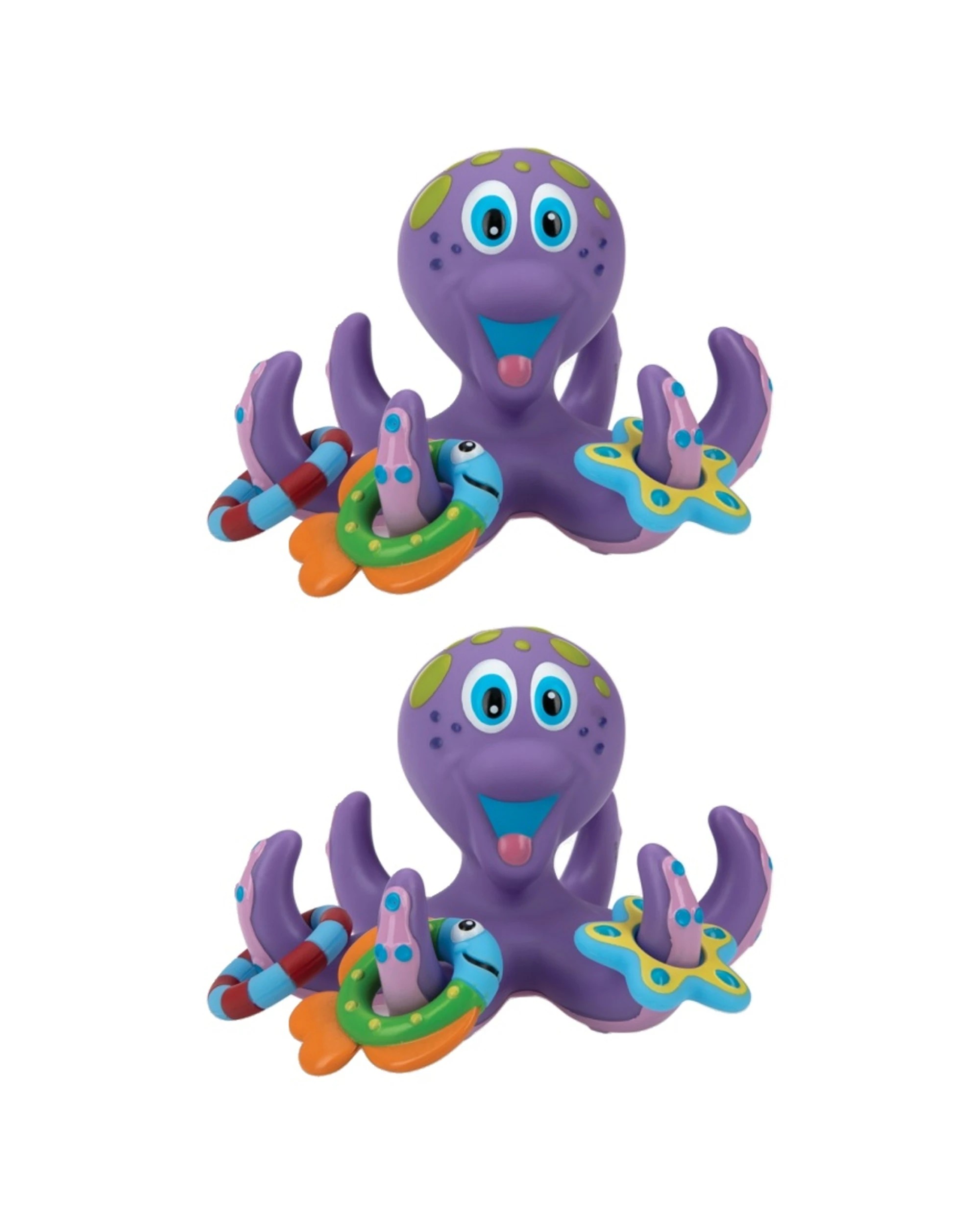 1 Nuby Octopus Hoopla Bathtime Toy Floating With 3 Toss Rings - Purple, 1 of 2