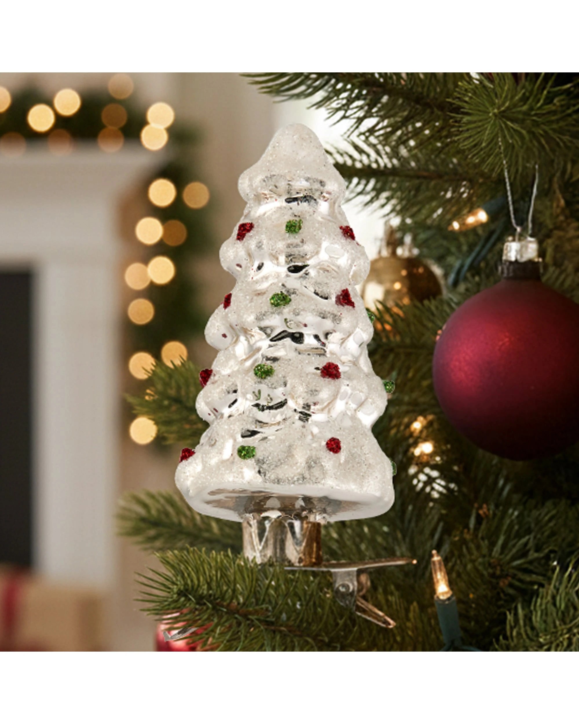 2 Christabelle Box of 6 Silver Glass Tree Ornaments with Sparkle Finish, 2 of 2