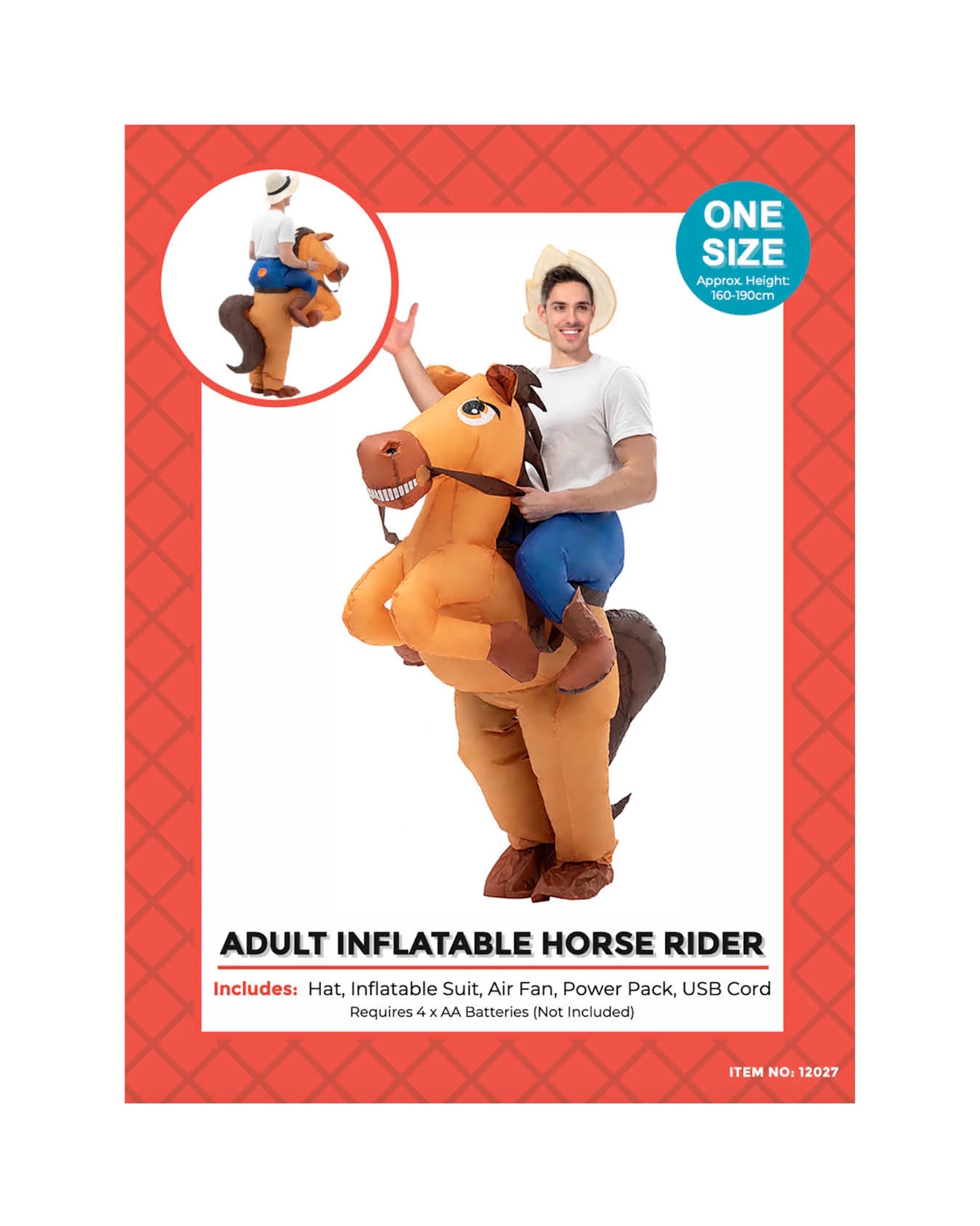 3 BR Costumes Inflatable Horse Costume for Adults with Hat and Fan, 3 of 3