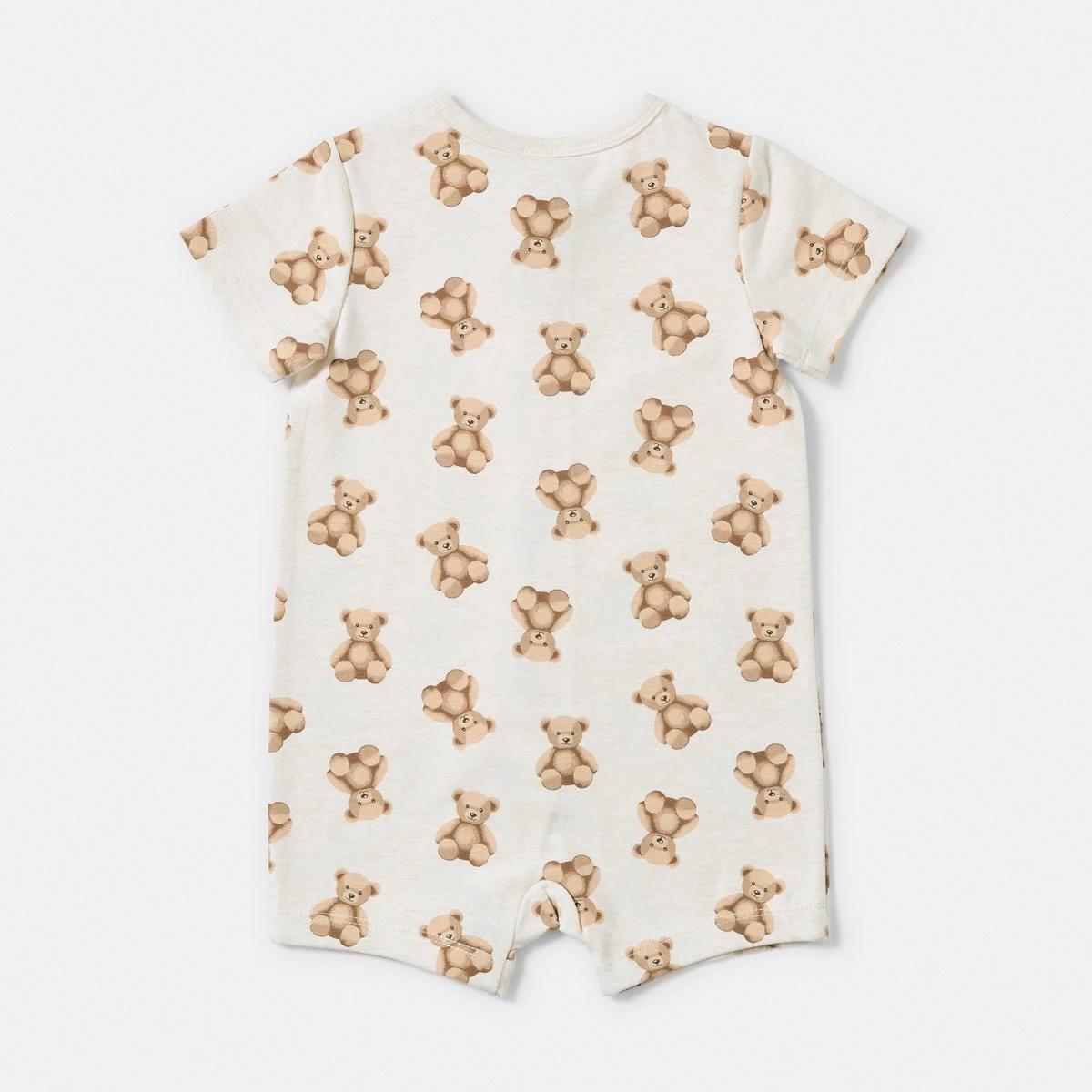2 Short Sleeve Zip Romper BROWN BEARS, 2 of 4