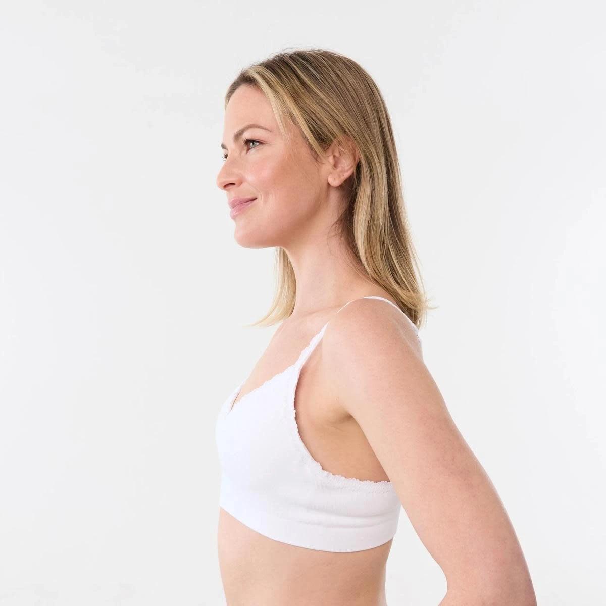 2 Wirefree Seamfree Lace Trim Push Up Bra WHITE, 2 of 5