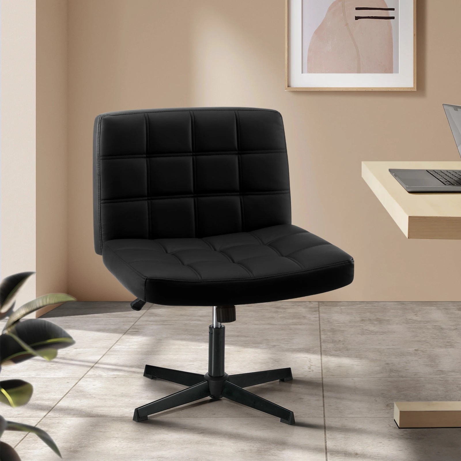 2 Oikiture Armless Office Desk Chair Faux Leather
 - Black, 2 of 10