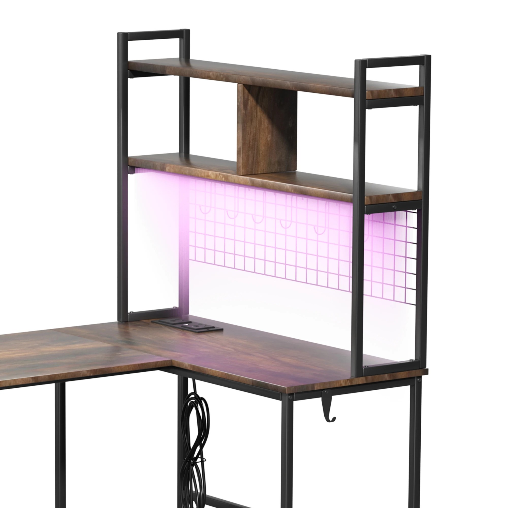 2 Levede L-shaped Led Computer Desk Brown
 - Brown, 2 of 4