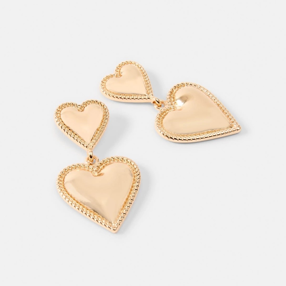 3 Double Heart Drop Earrings - Gold Tone, 3 of 5