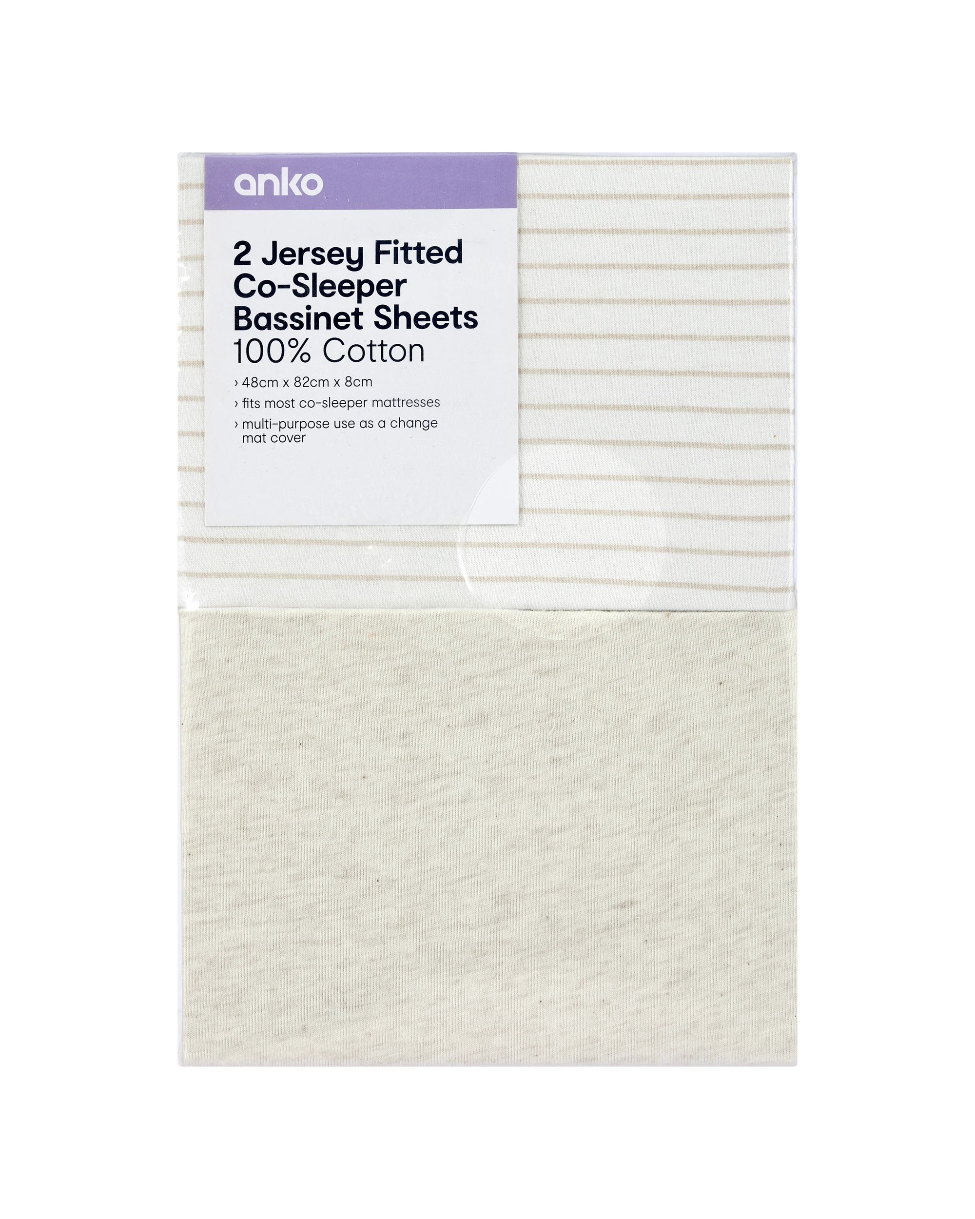 6 2 Pack Cotton Jersey Fitted Co-Sleeper Bassinet Sheets, 6 of 6