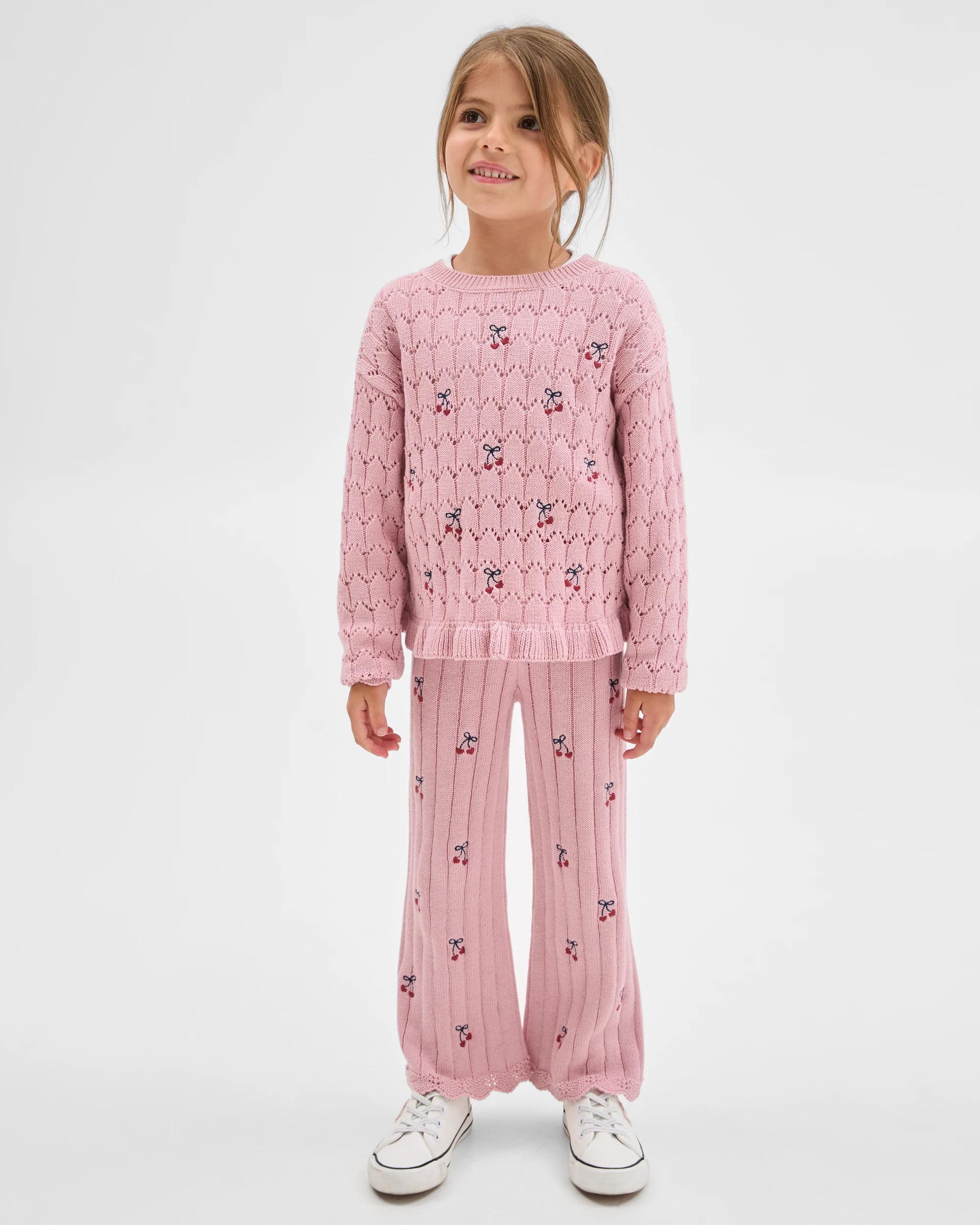 3 Target Kids Australian Cotton Pointelle Embroidered Jumper PINK, 3 of 5