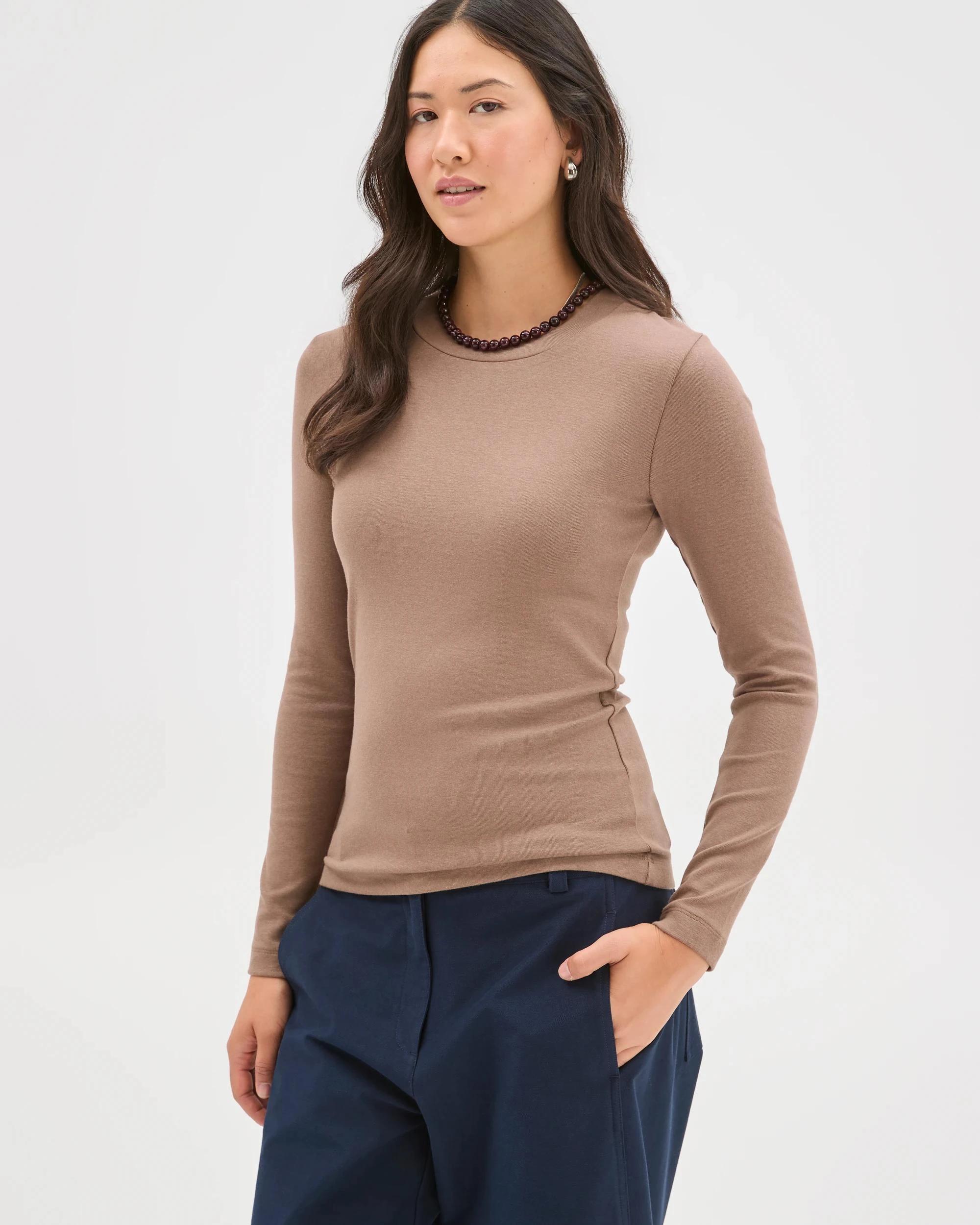 7 Target Woman Soft Touch Long Sleeve T-Shirt FAWN MARLE, 7 of 7