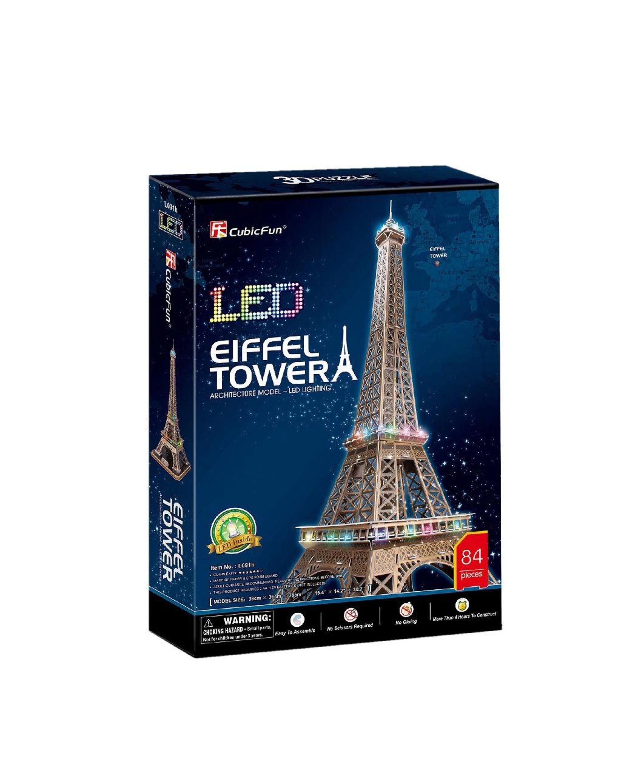 2 CubicFun LED Eiffel Tower 84 Piece 3D Puzzle Model Kit, 2 of 3