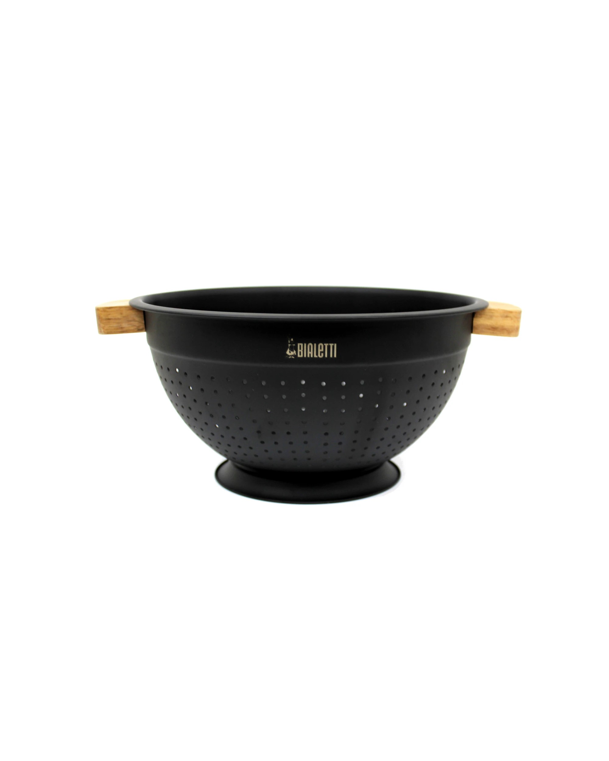 2 Classica 24cm Colander With Acacia Wood Handle And Black Stainless Steel Body, 2 of 4