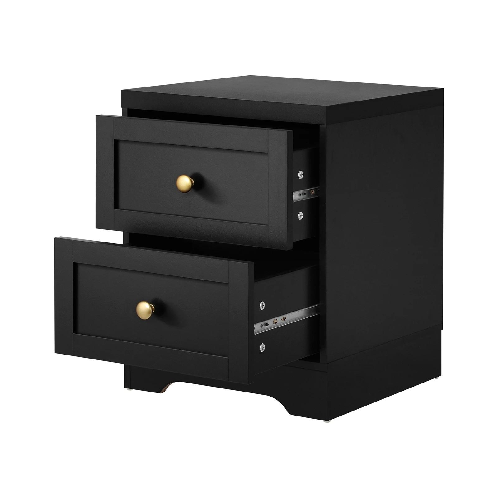 7 Oikiture 2 X Bedside Tables Hamptons Furniture Storage Cabinet - Black, 7 of 8