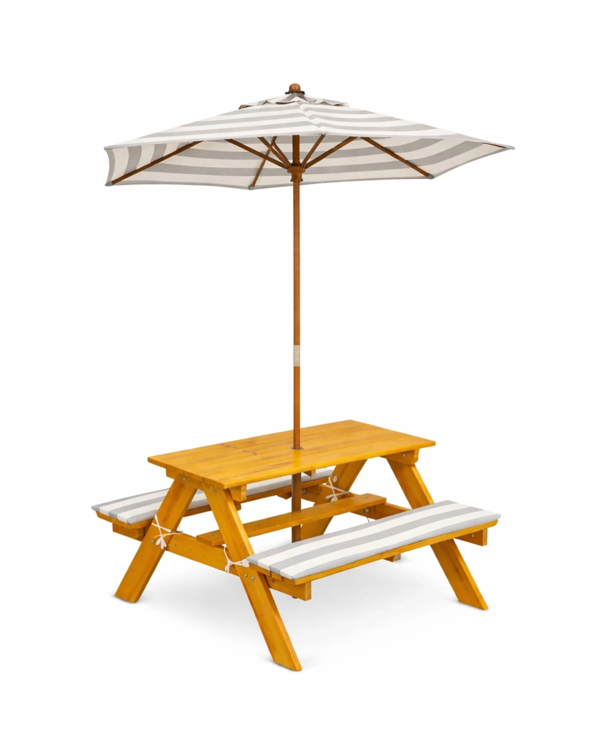 1 Hide & Seek Kids Picnic Table with Umbrella & Cushions - & White - Grey, 1 of 6