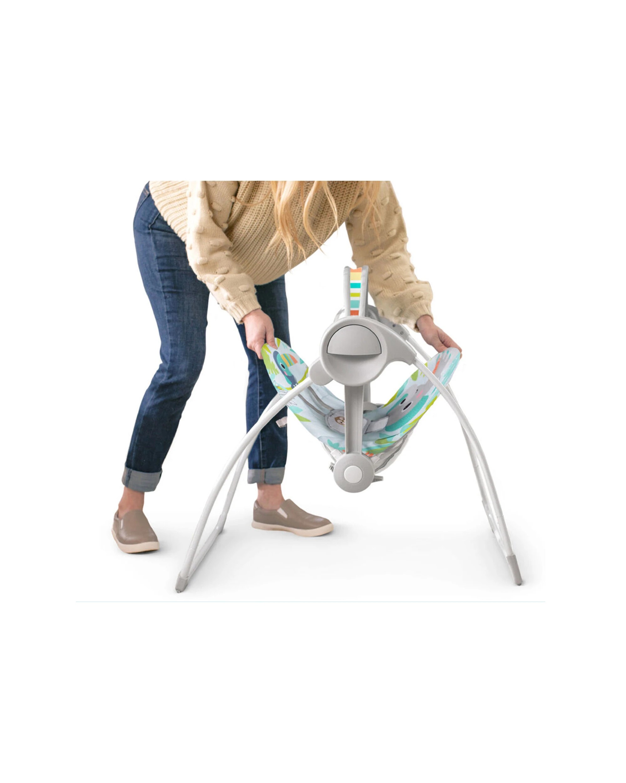 6 Bright Starts Rainforest Vibes Portable Baby Swing 6 Speeds 10 Sounds 0 Months - Multi, 6 of 6