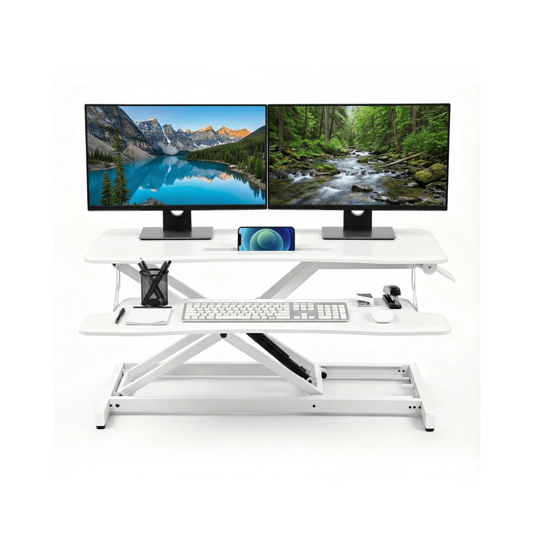 6 Advwin Sit Stand Desk Riser Height Adjustable w/Keyboard Tray, 6 of 10