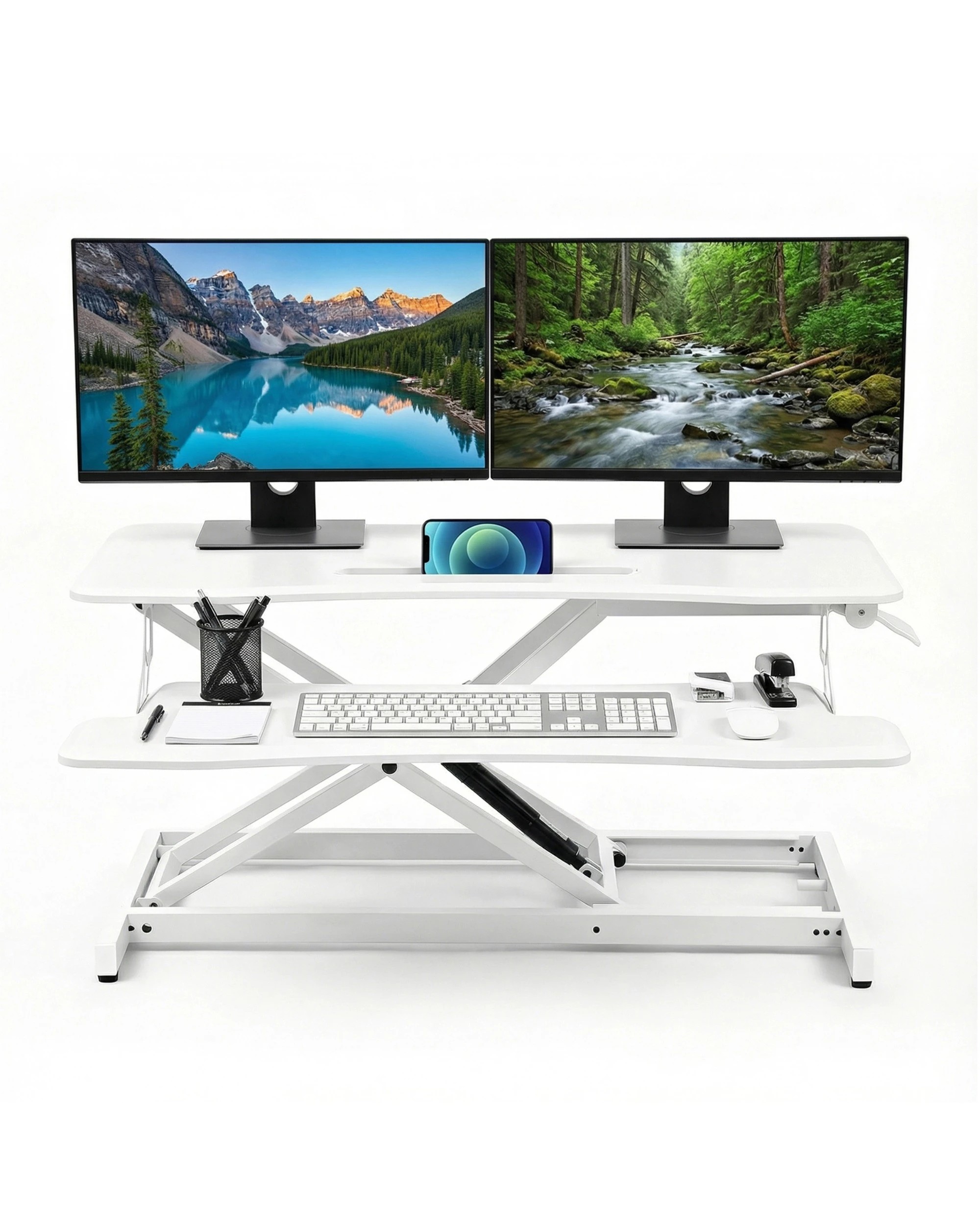 6 Advwin Sit Stand Desk Riser Height Adjustable w/Keyboard Tray, 6 of 10