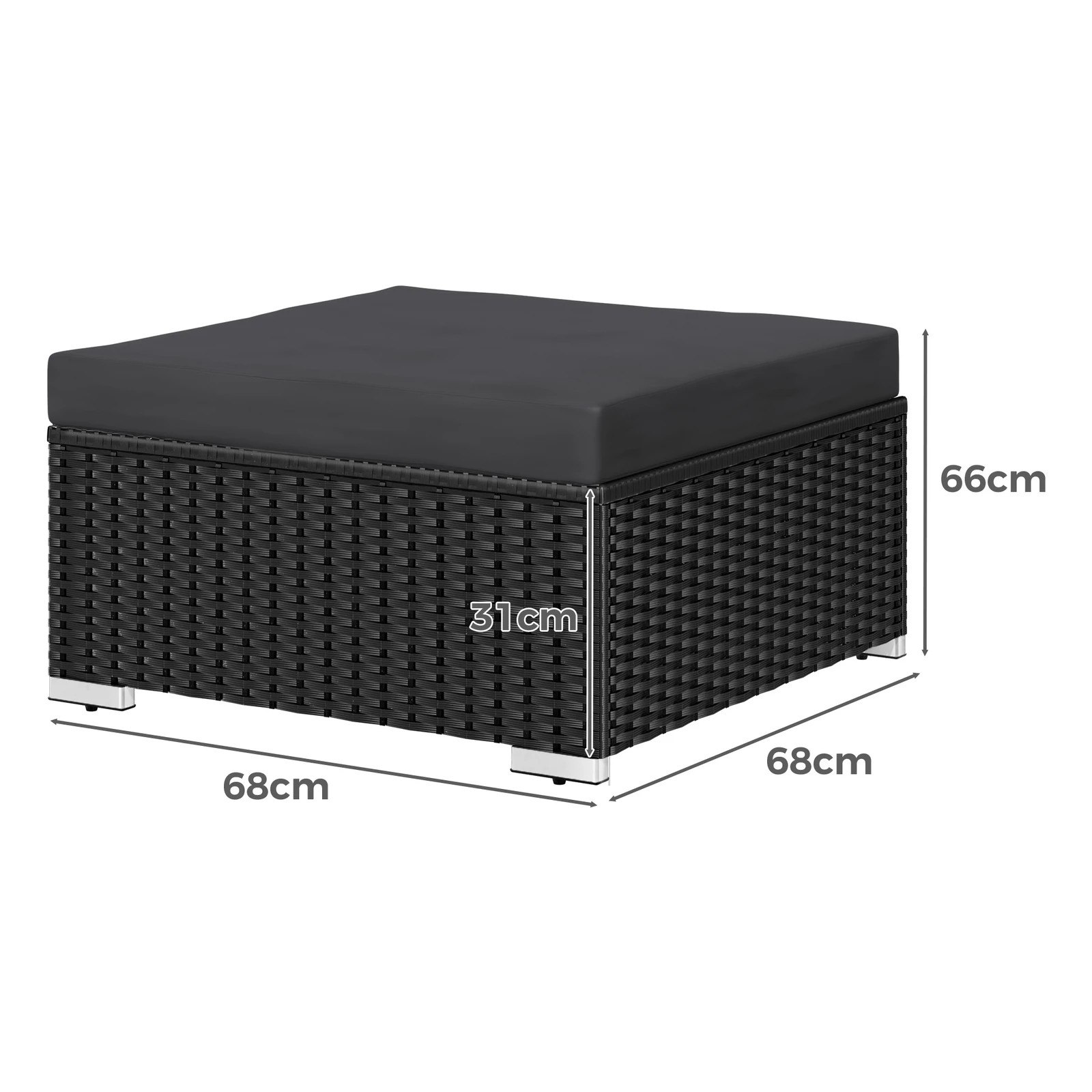 5 Alfordson 6 Seater Outdoor Lounge Setting 7PCS Sofa Set Furniture Patio - Black, 5 of 10