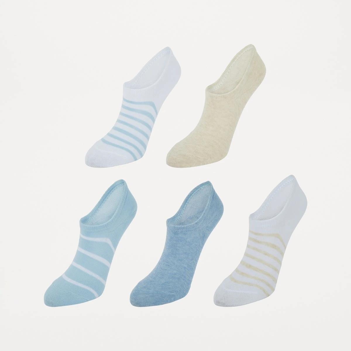 1 5 Pack Jacquard Sneaker Socks BLUE BEIGE STRIPE SOCK SKYWAY BLUE, 1 of 3