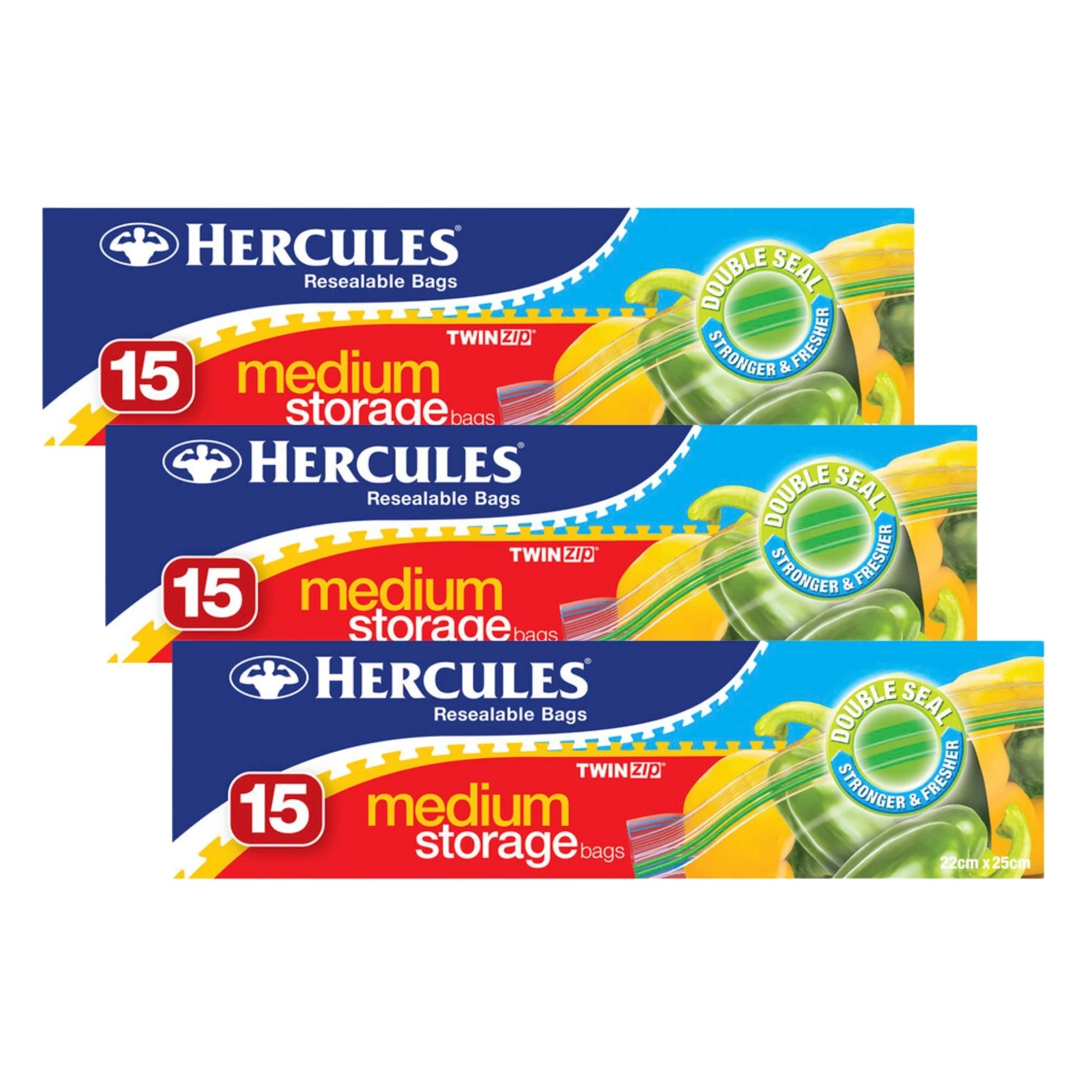 1 Hercules Medium Storage Bags 15pk x3, 1 of 1