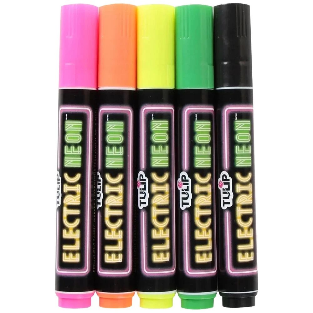 2 Tulip Brush tip Fabric Markers Electric Neons 5 Pack, 2 of 2