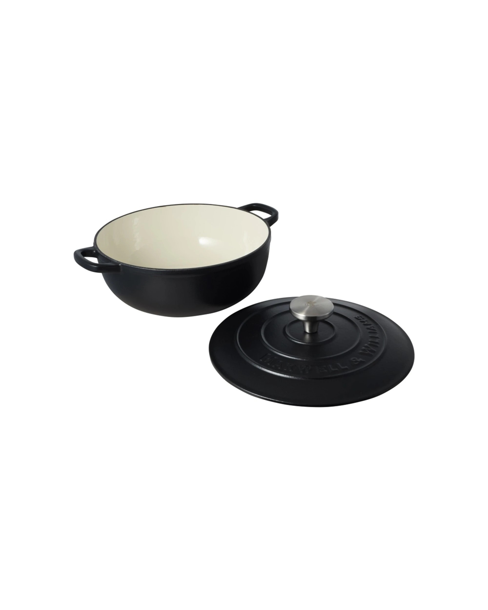 2 Maxwell & Williams Cast Iron Round Casserole Pan 24cm/3.3L Cookware - Black, 2 of 5