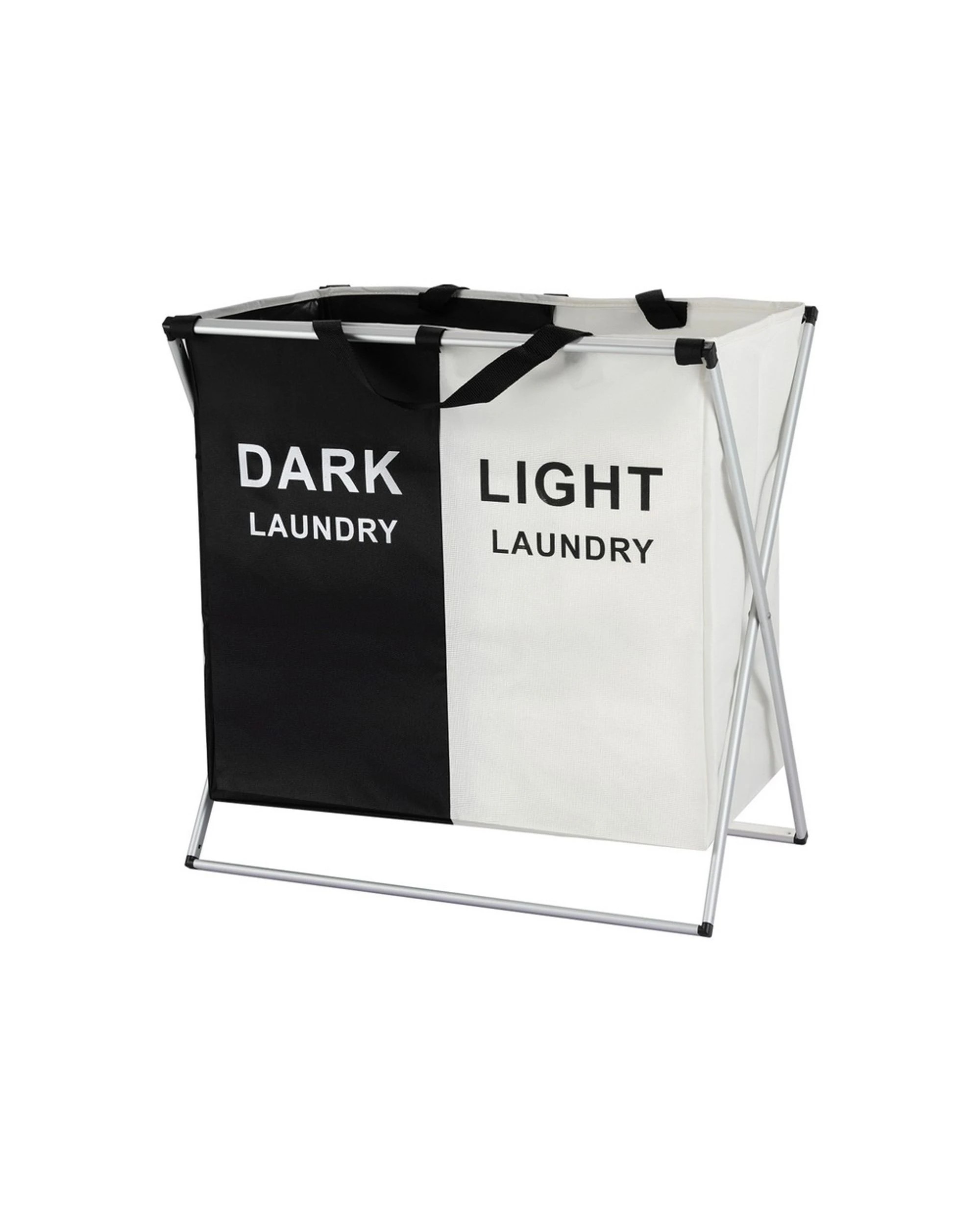 3 Artiss Laundry Basket Hamper Large Foldable Washing Clothes Storage 2 Sections - Black, 3 of 5