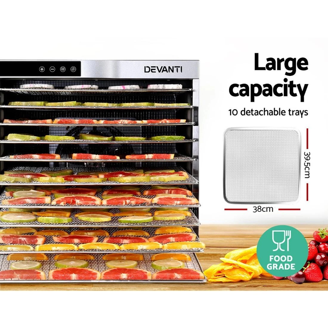 5 Devanti 10 Trays Food Dehydrator - Silver, 5 of 7