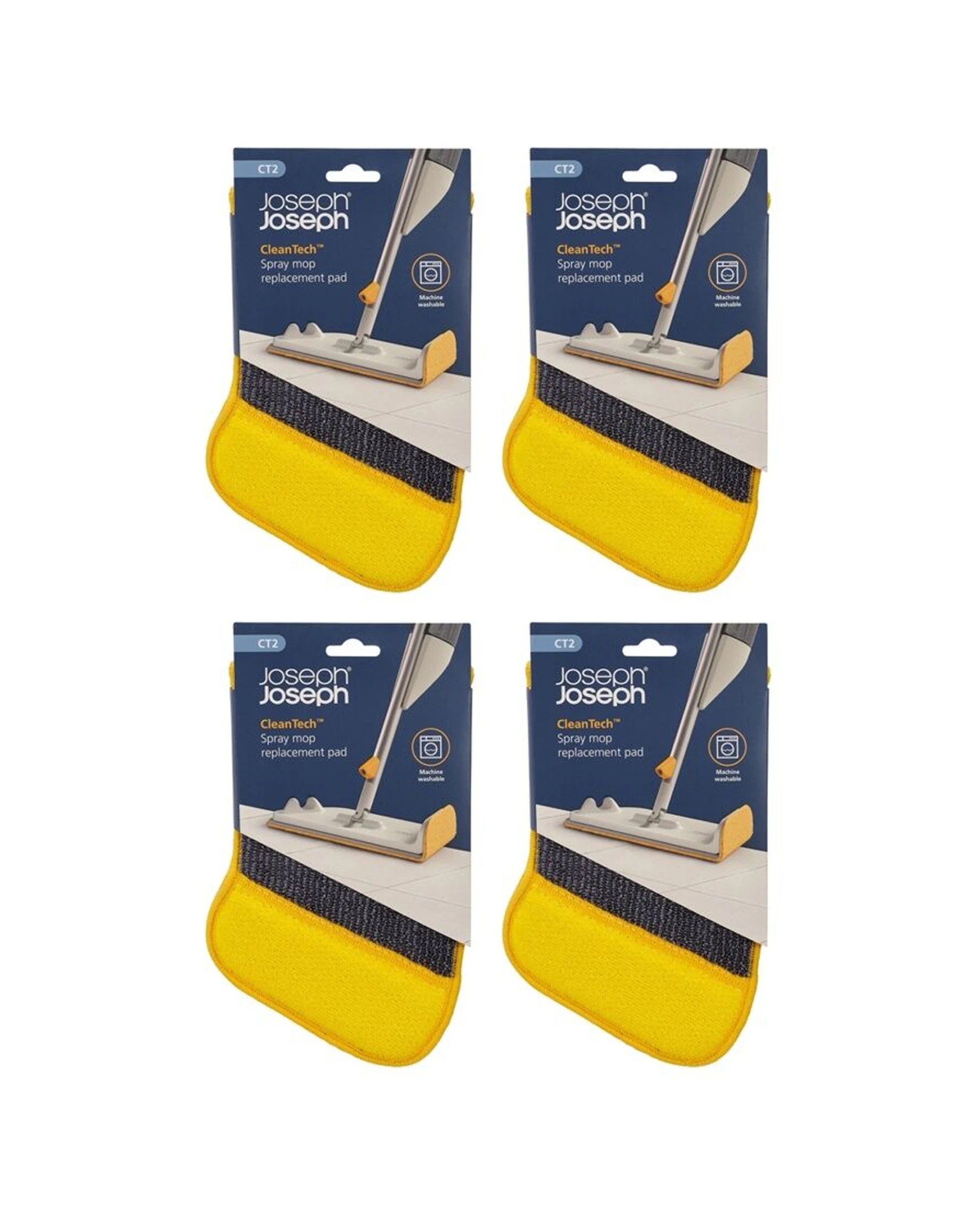 1 Joseph Joseph CleanTech Spray Mop Replacement Scourer Pad Microfibre 4 Pack - Blue, 1 of 5