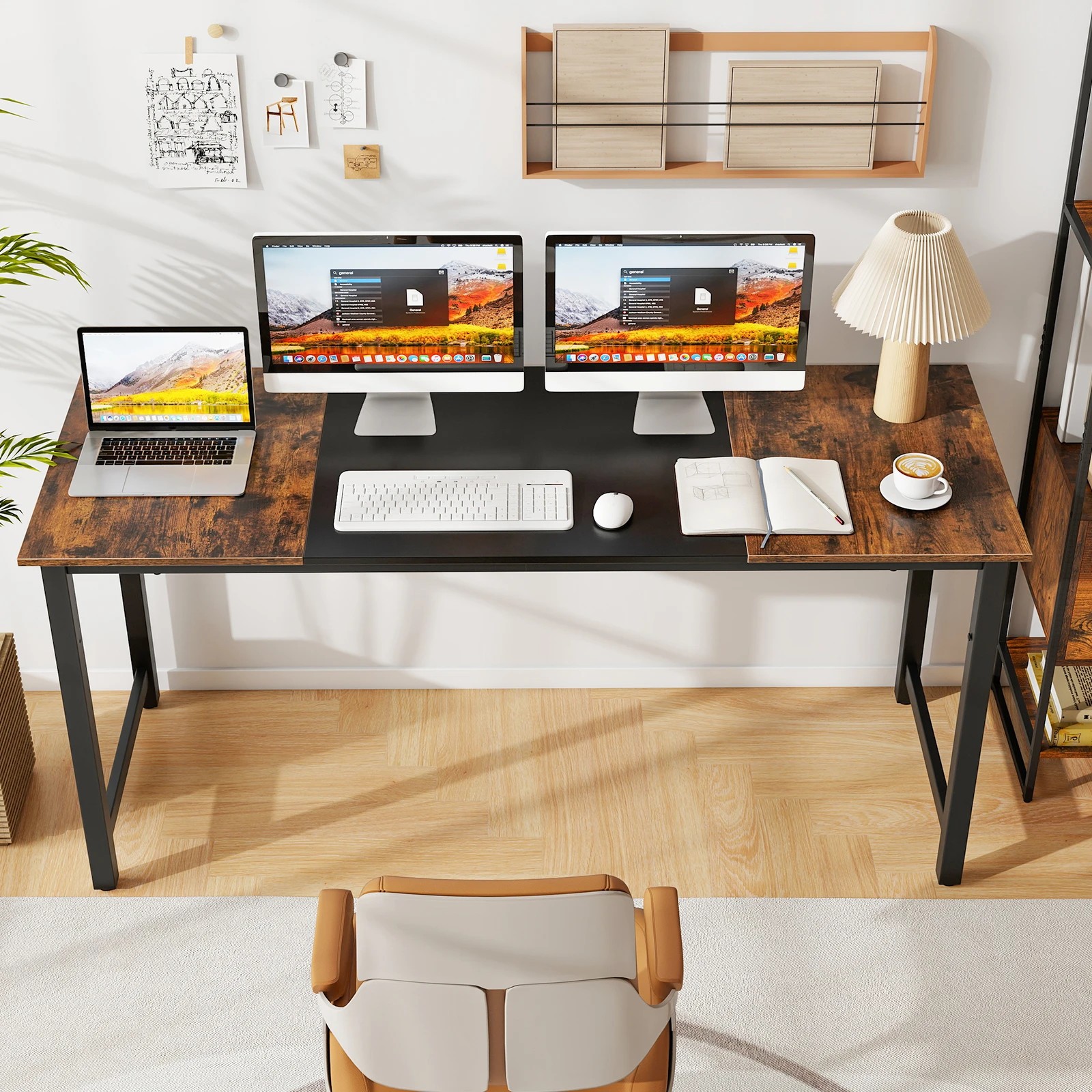 3 Costway 160cm Industrial Computer Desk Large Office Executive Desk, 3 of 7