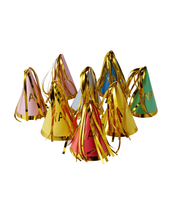 8 Piece Bright Party Hats